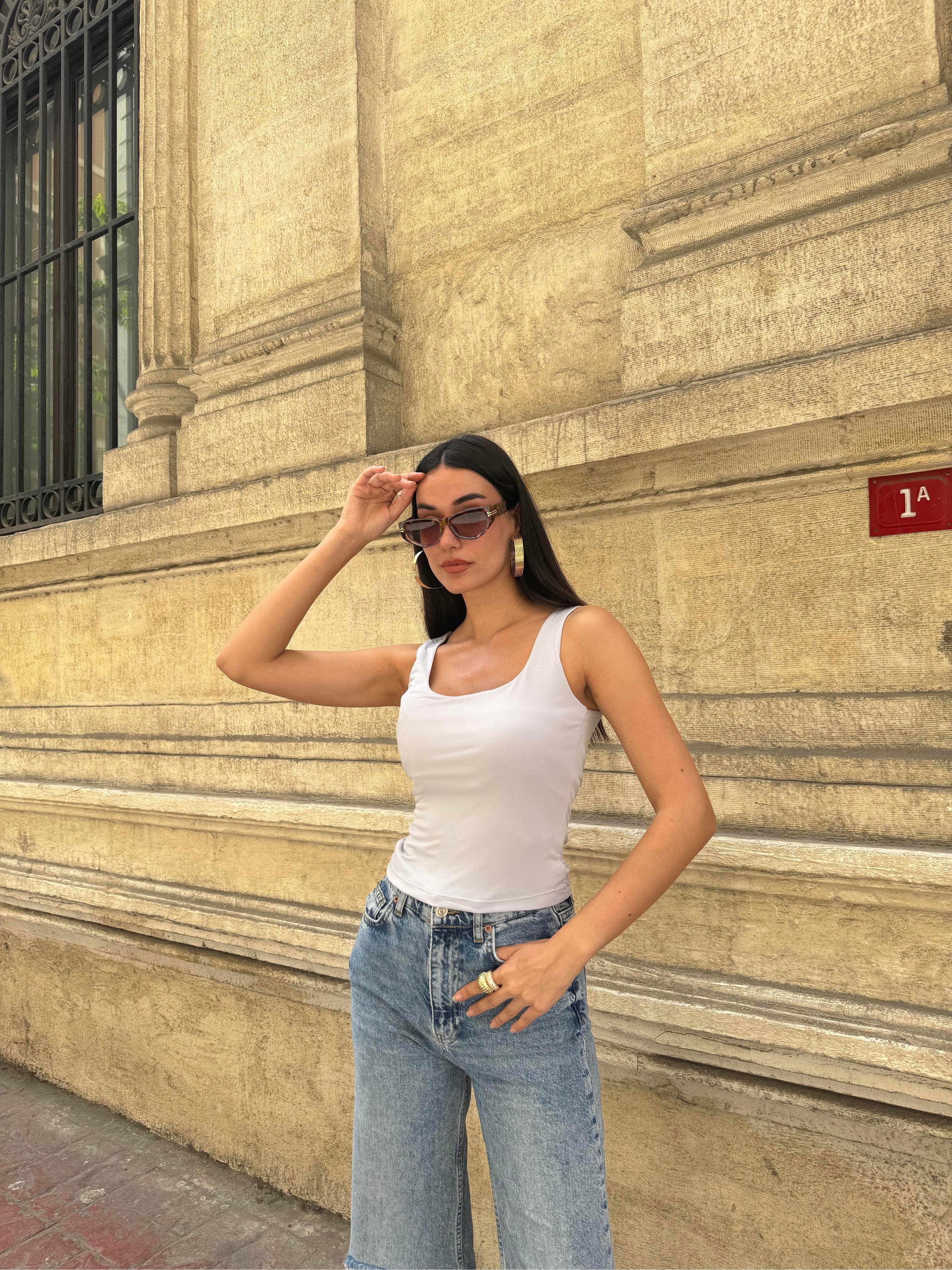 Açık Gri Kalın Askılı Kadın Bluz 27273