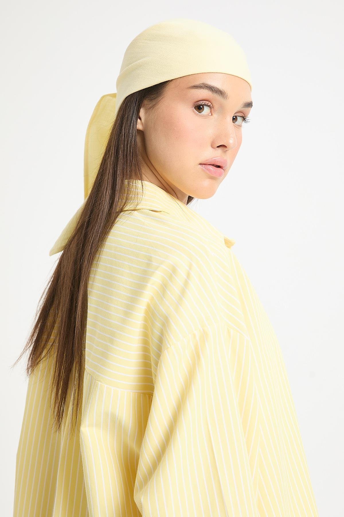 Alessia Basic Çizgili Gömlek Sarı