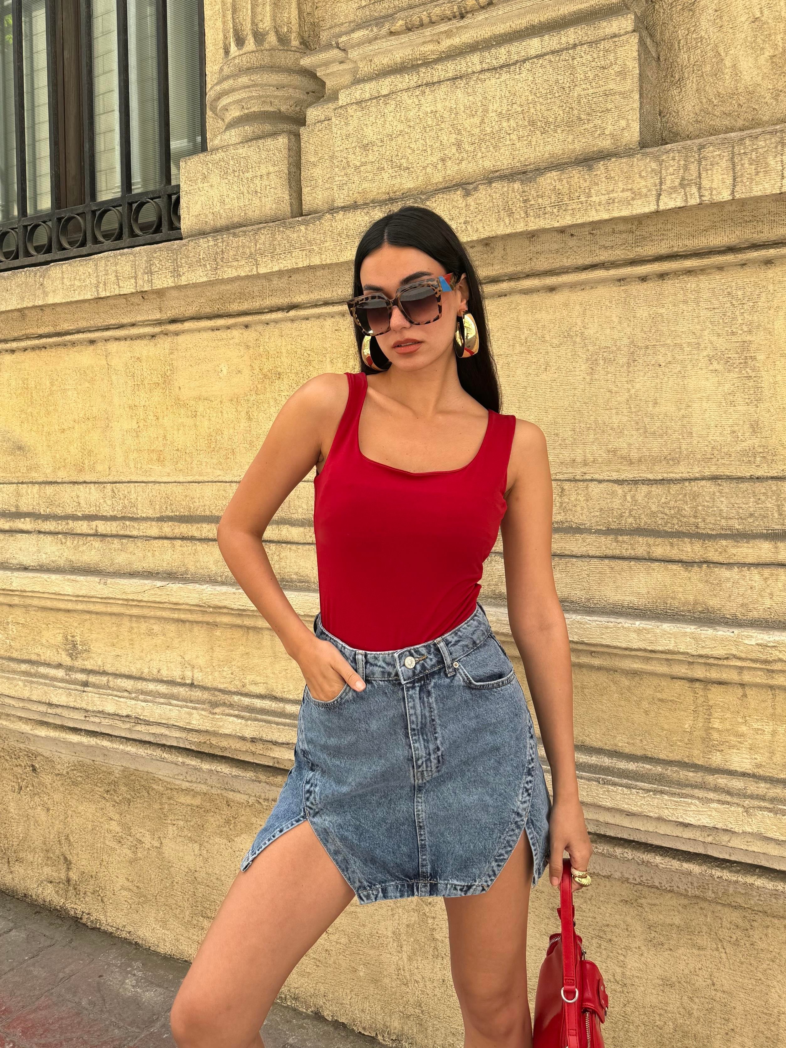 Bordo Kalın Askılı Kadın Bluz 27273