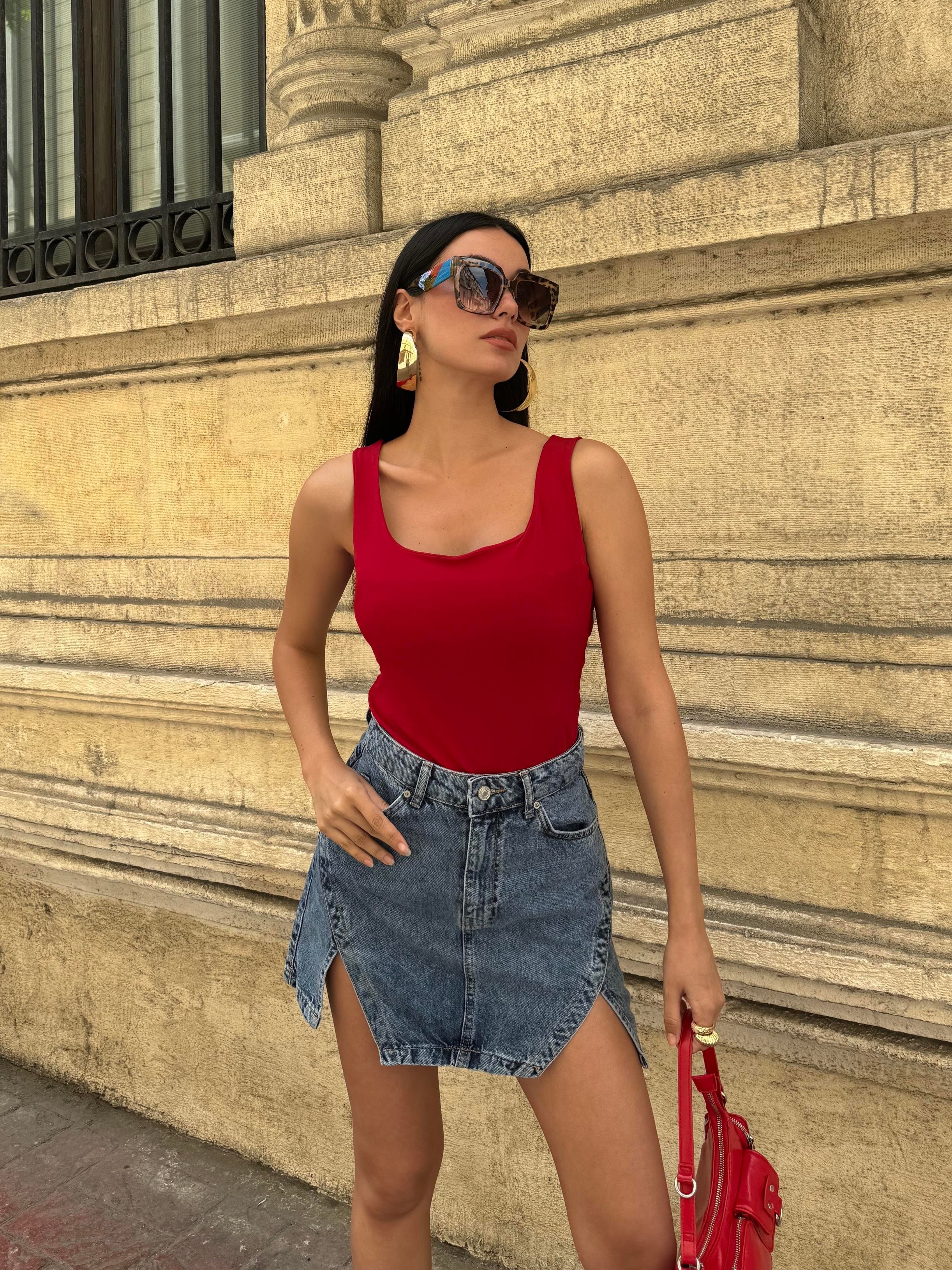Bordo Kalın Askılı Kadın Bluz 27273
