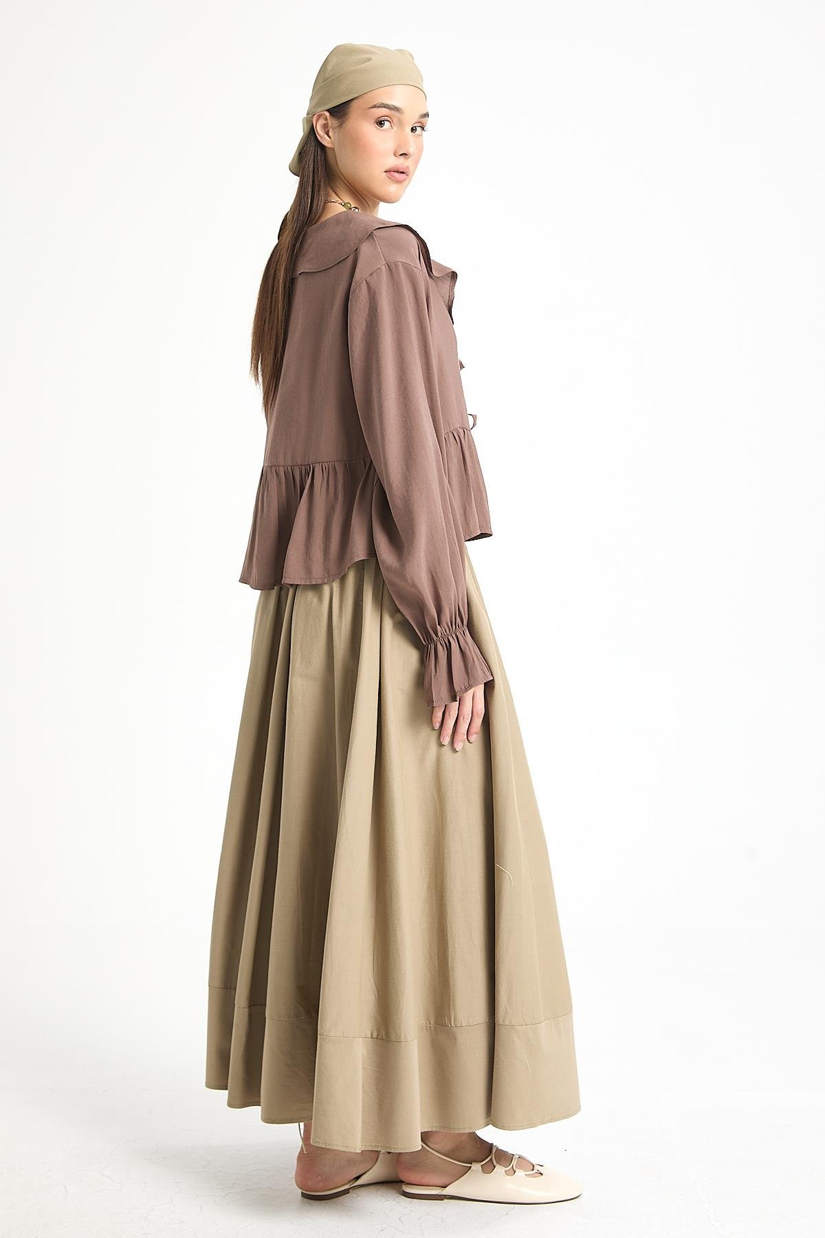 Camelia Poplin Etek Haki