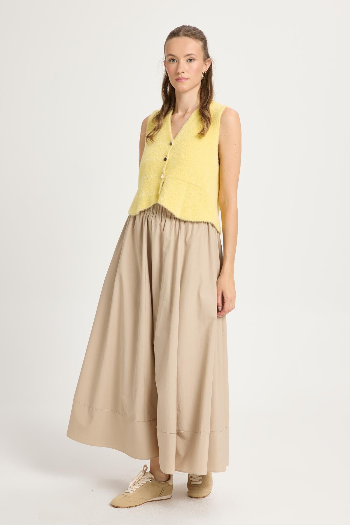 Camelia Poplin Etek Taş