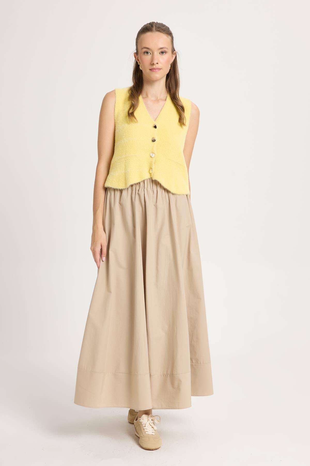 Camelia Poplin Etek Taş