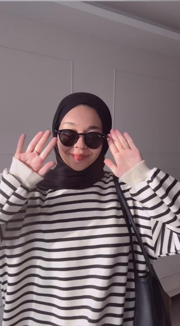 Çizgili Oversize Elbise