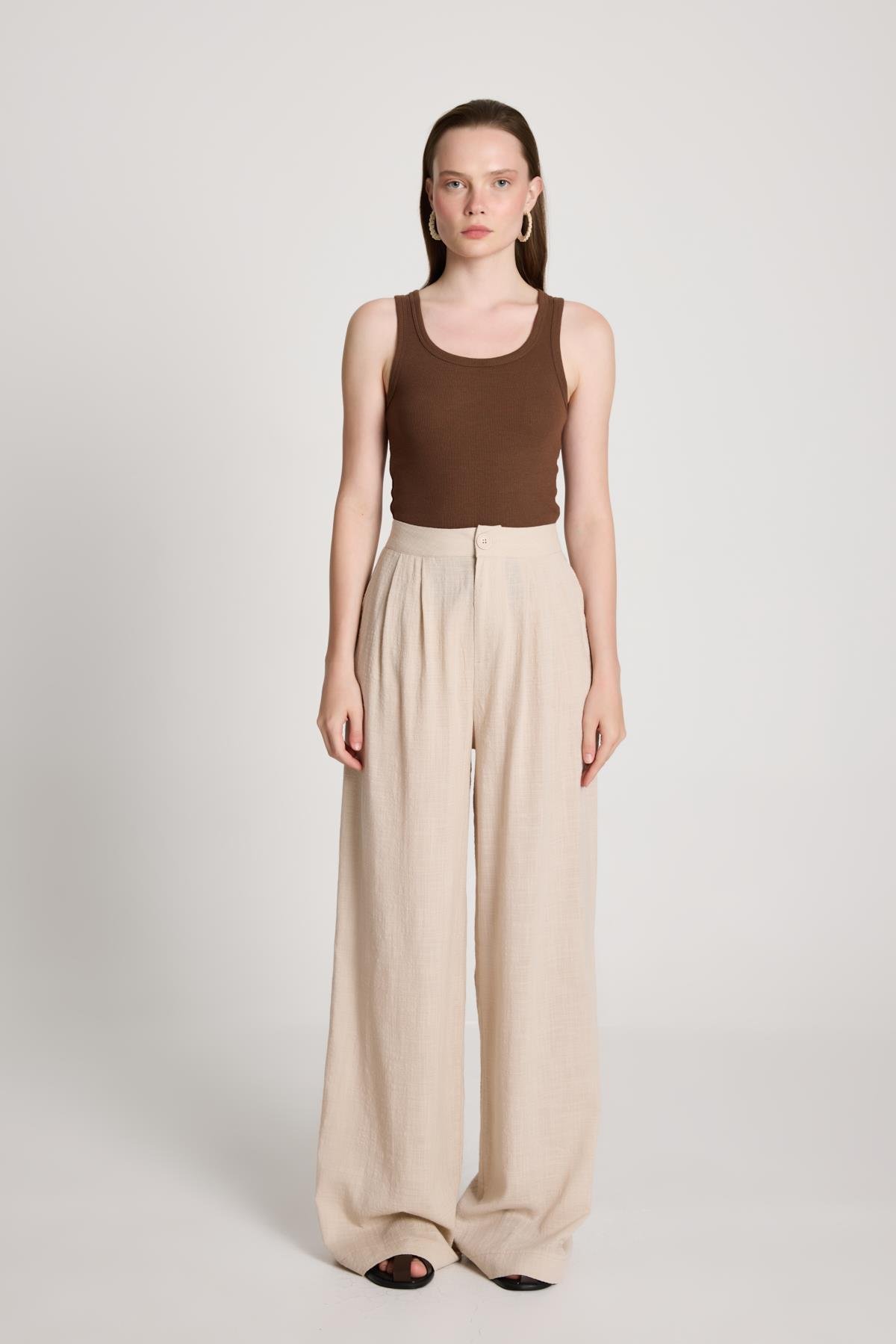 Claire Palazzo Pantolon Bej