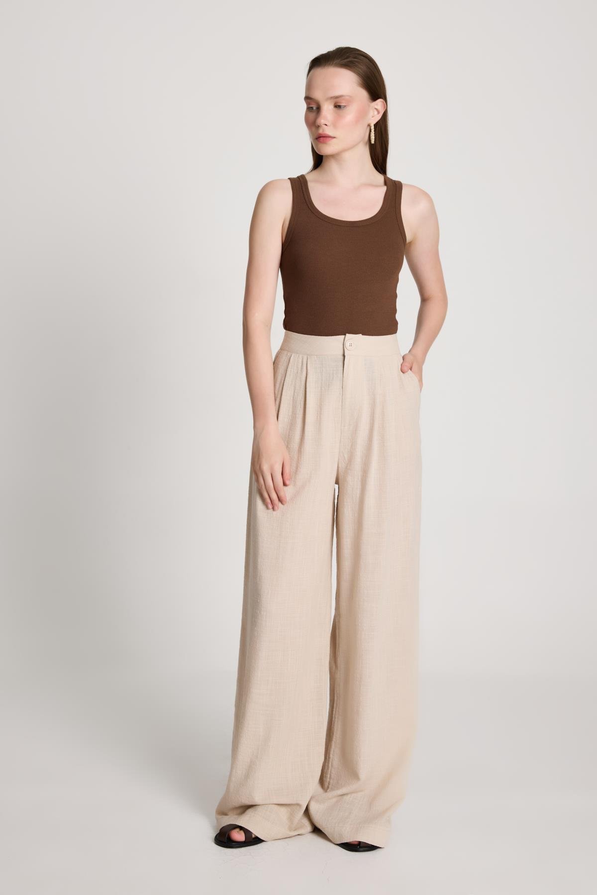 Claire Palazzo Pantolon Bej