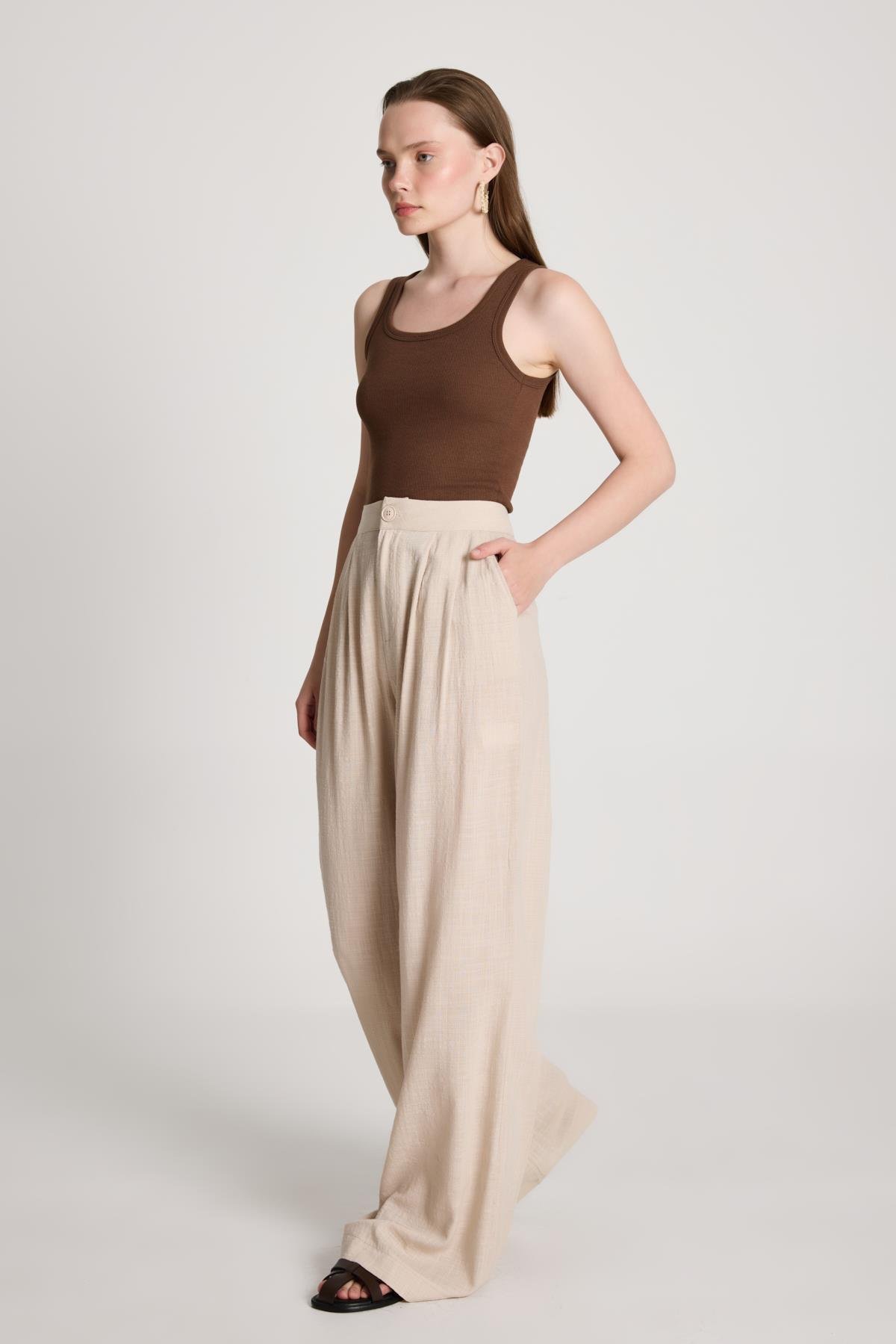 Claire Palazzo Pantolon Bej