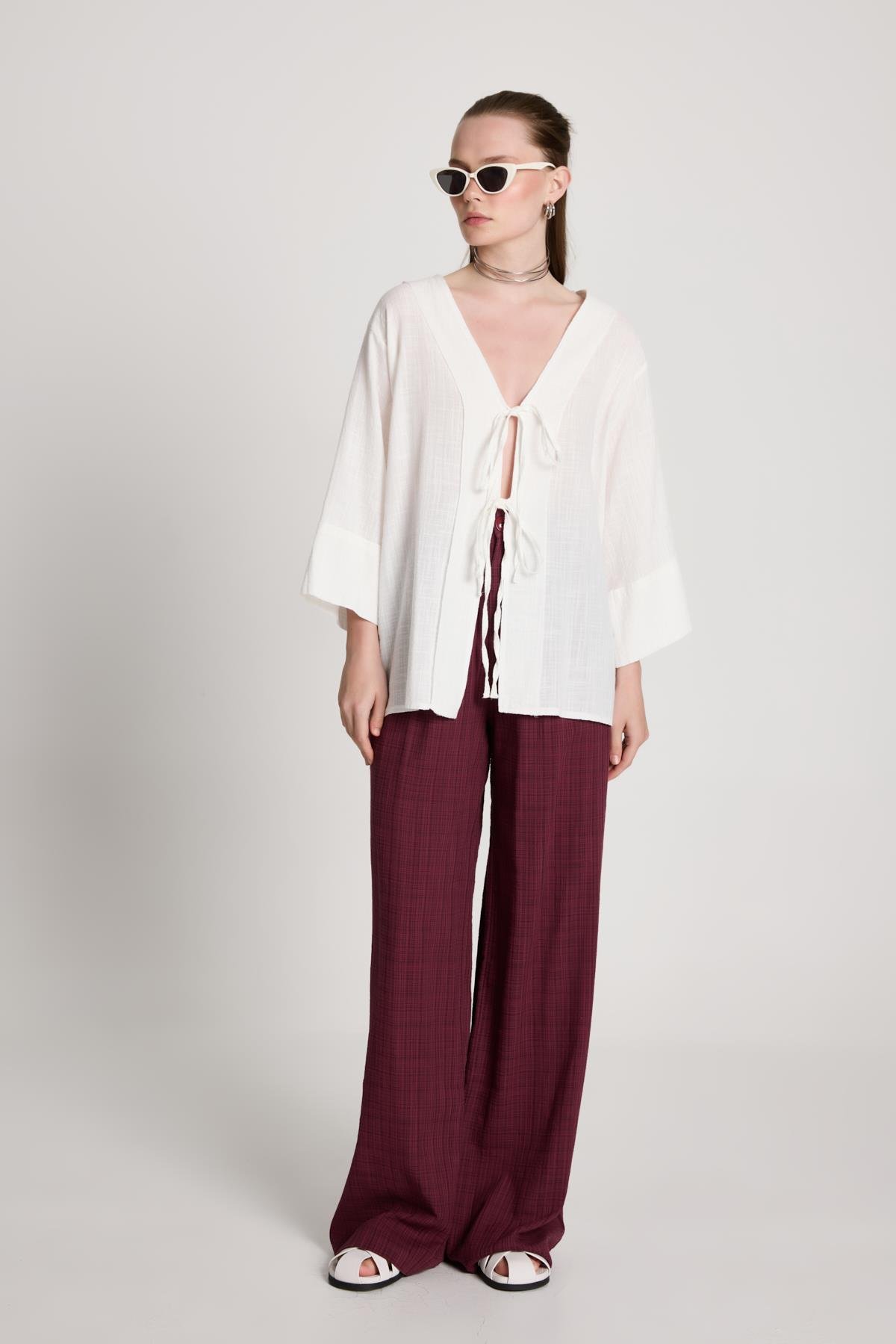 Claire Palazzo Pantolon Bordo