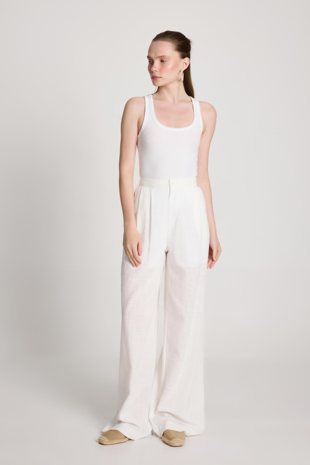 Claire Palazzo Pantolon Ekru