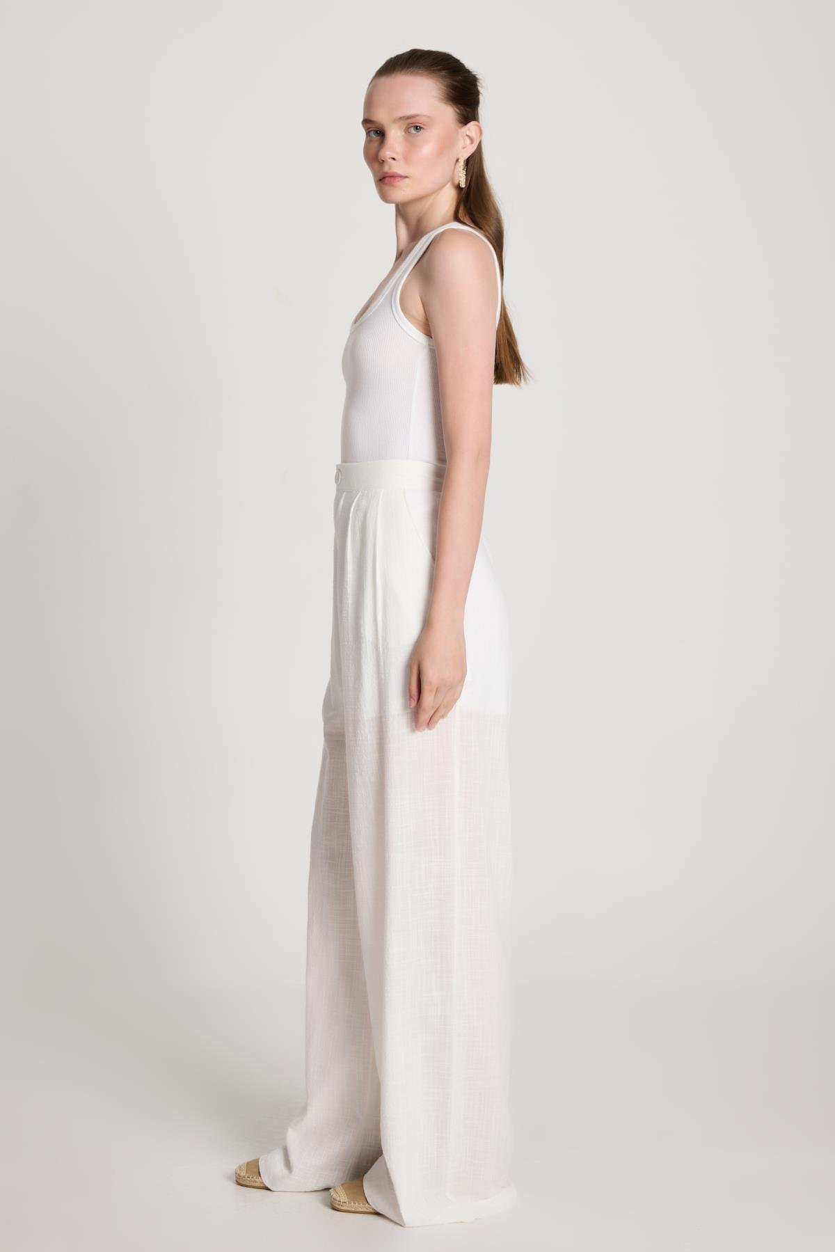 Claire Palazzo Pantolon Ekru