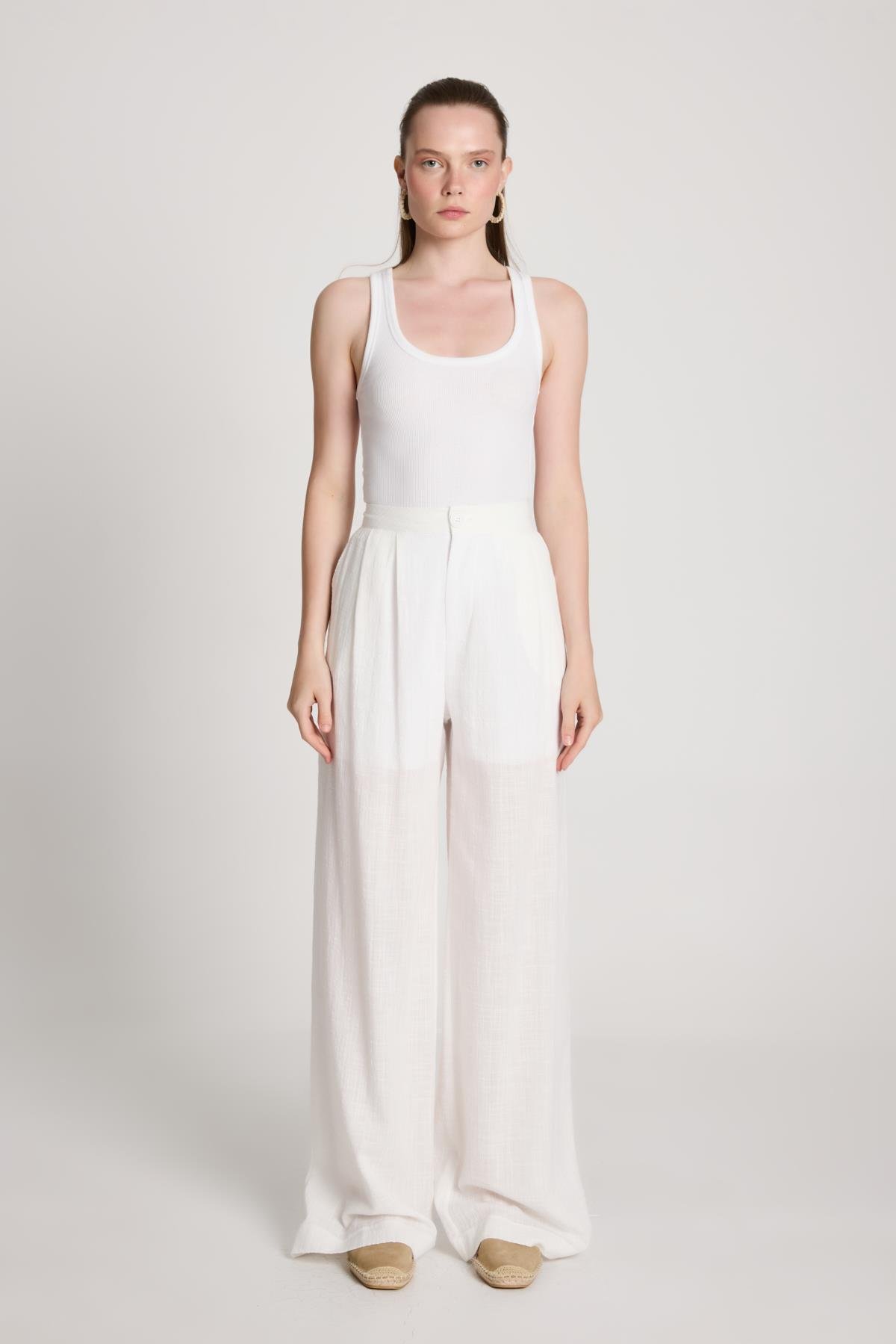 Claire Palazzo Pantolon Ekru