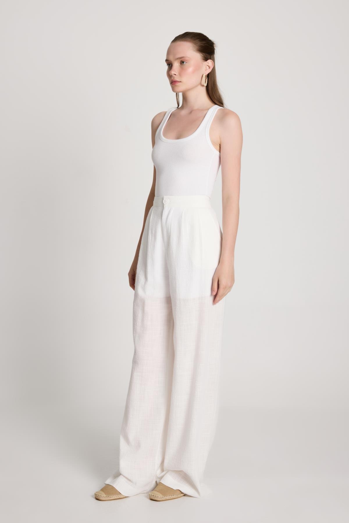 Claire Palazzo Pantolon Ekru