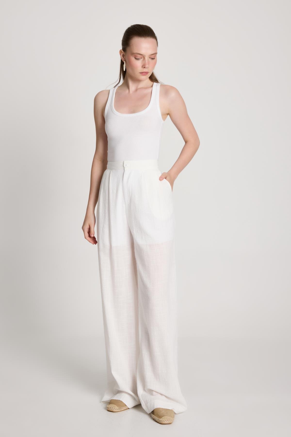 Claire Palazzo Pantolon Ekru