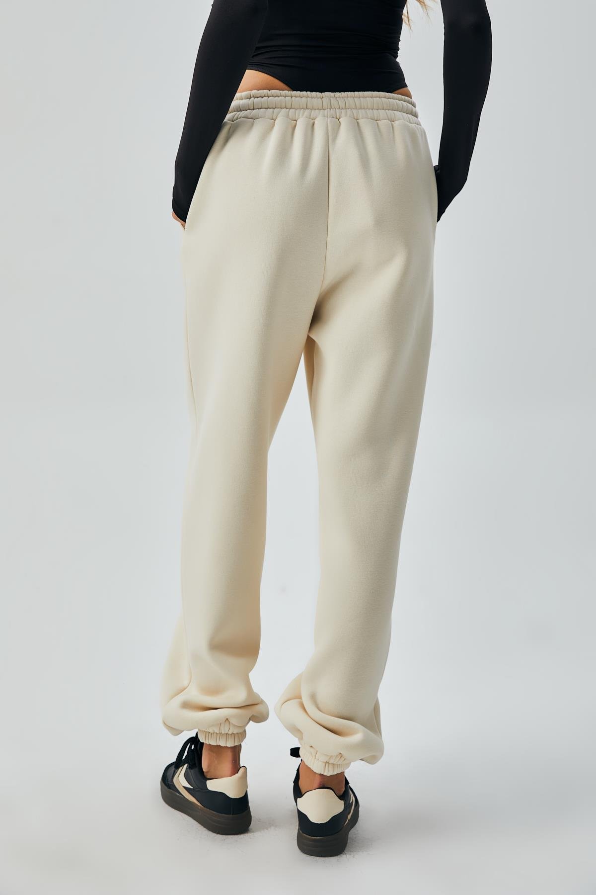 Ekru Lastikli Şardonlu Basic Eşofman Altı 26262