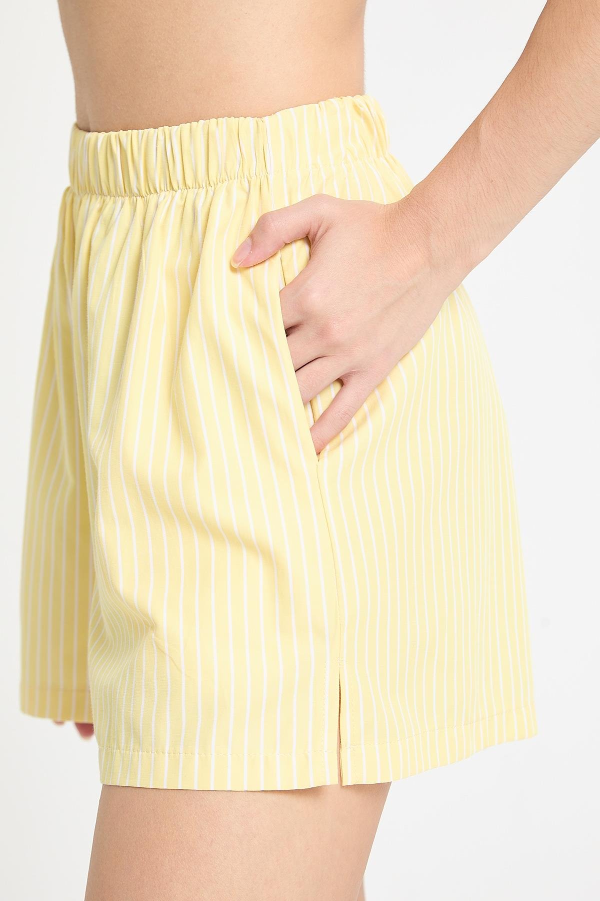 Elenor Çizgili Şort Sarı