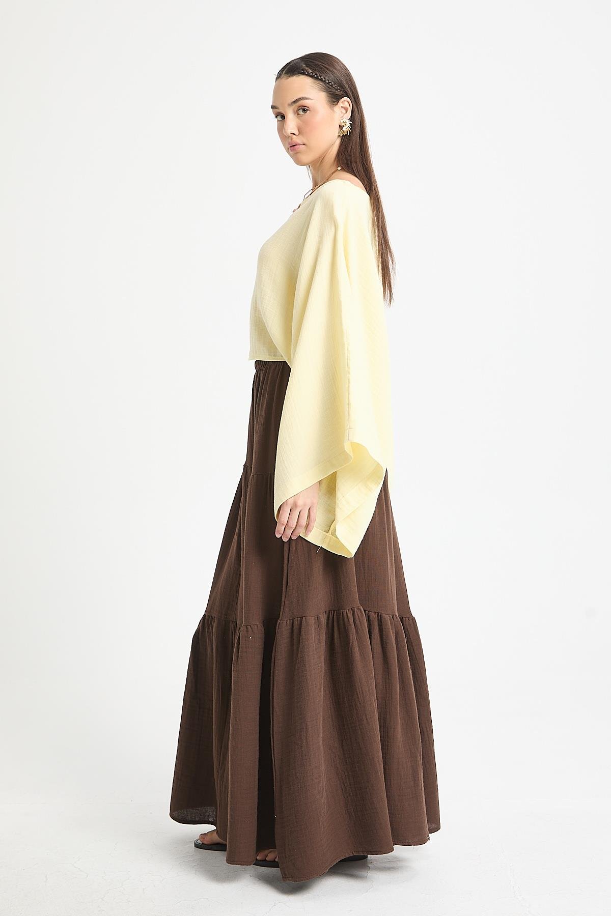 Elodie Müslin Etek Kahve