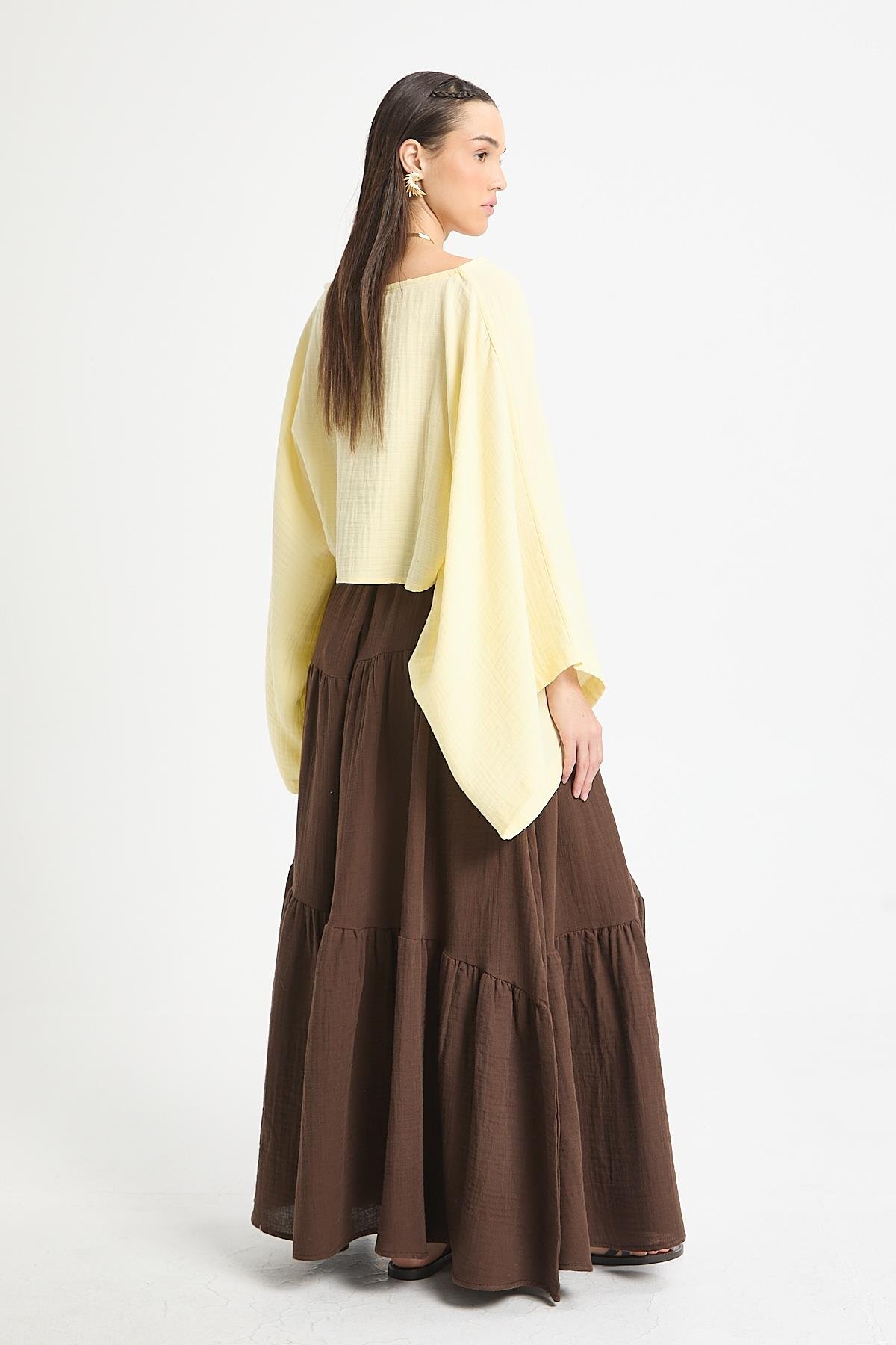 Elodie Müslin Etek Kahve