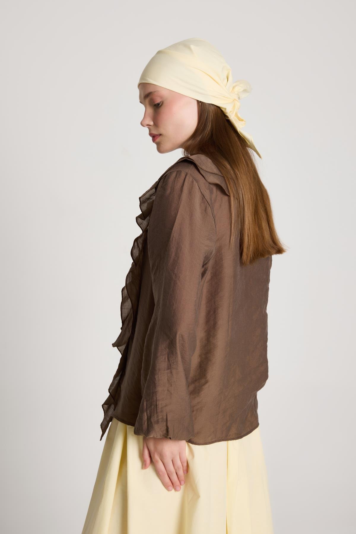 Esmee Fırfırlı Bluz Kahve