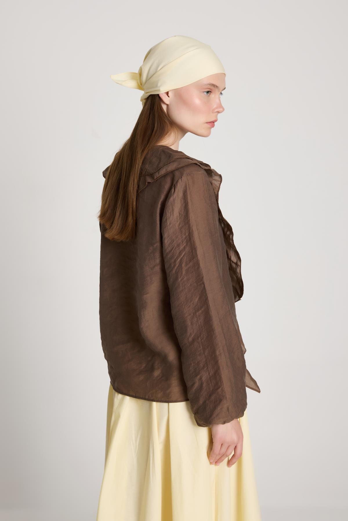 Esmee Fırfırlı Bluz Kahve