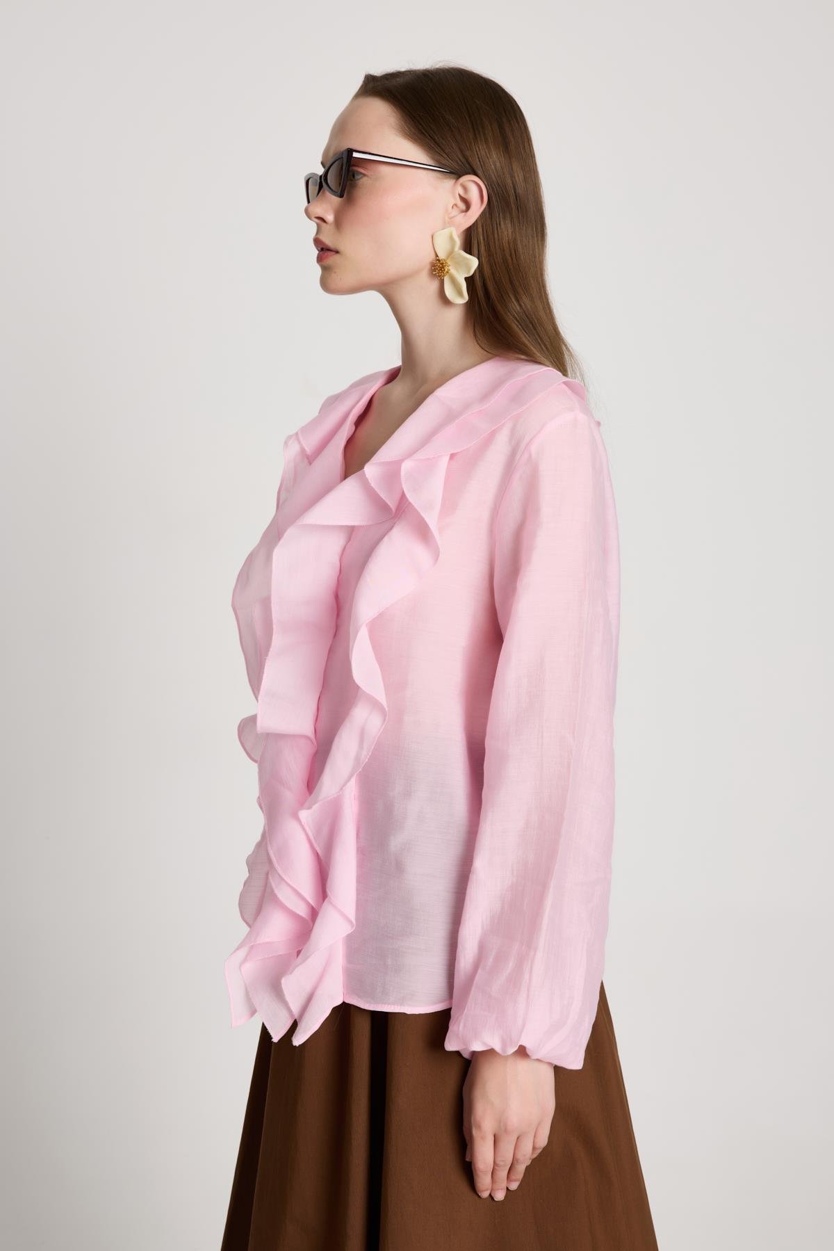 Esmee Fırfırlı Bluz Pembe