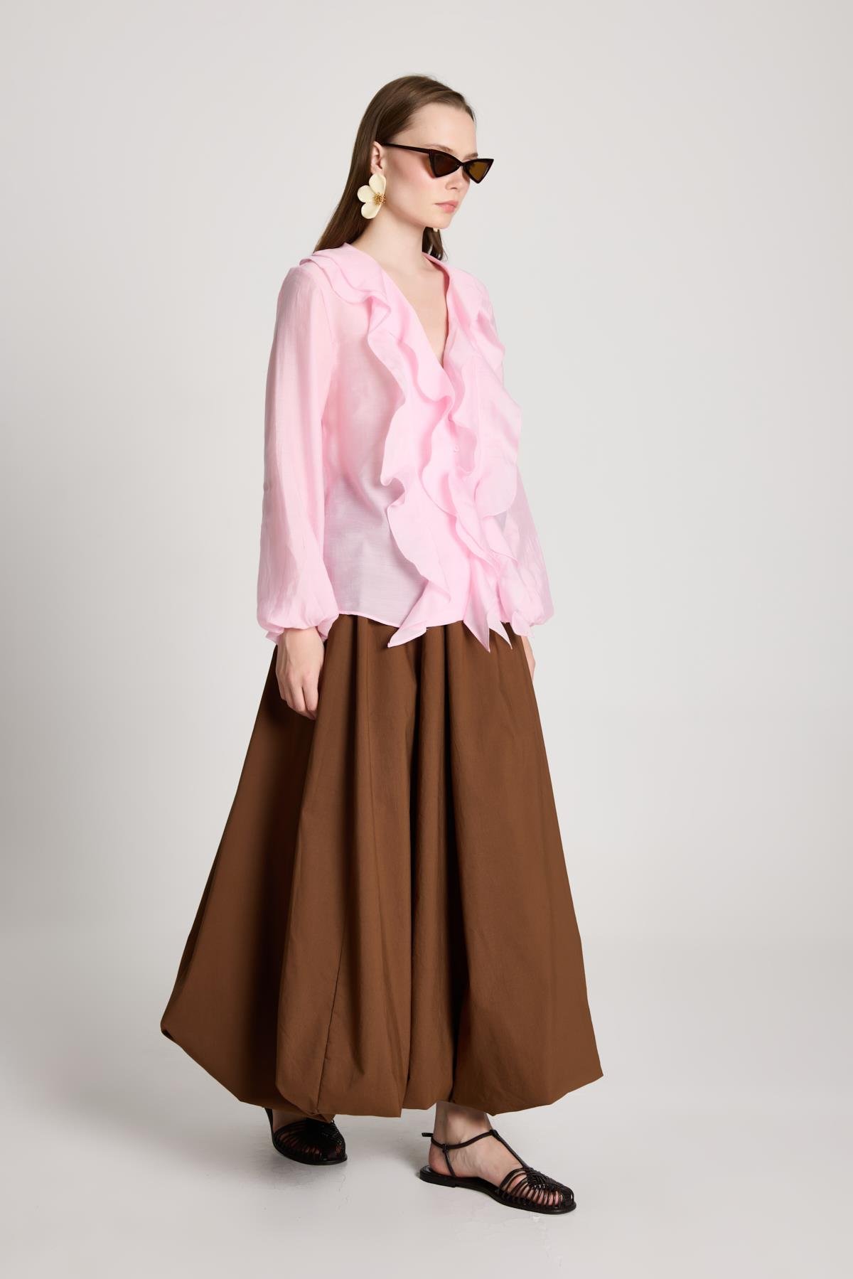 Esmee Fırfırlı Bluz Pembe