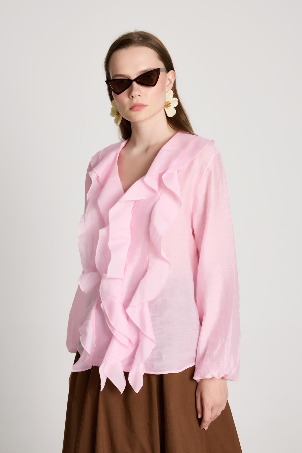 Esmee Fırfırlı Bluz Pembe