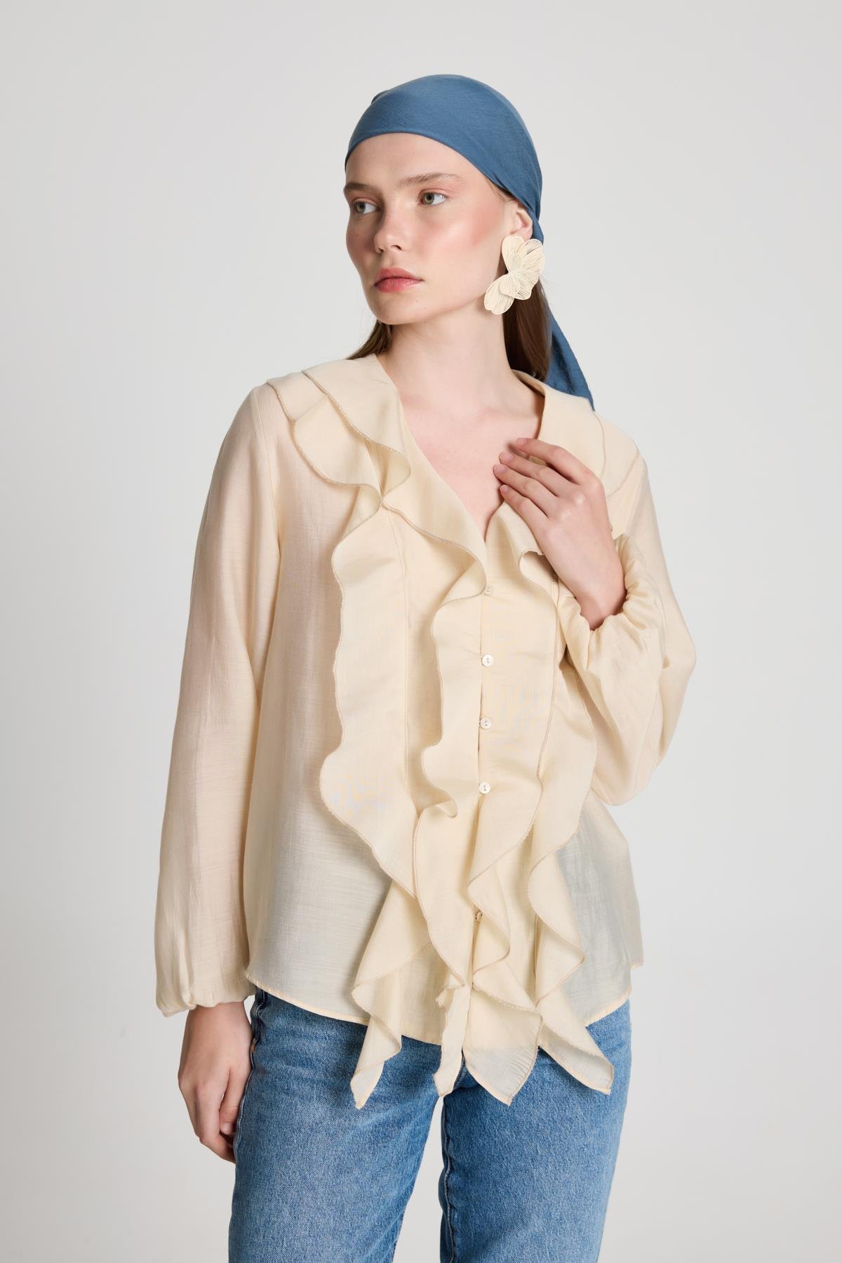 Esmee Fırfırlı Bluz Taş