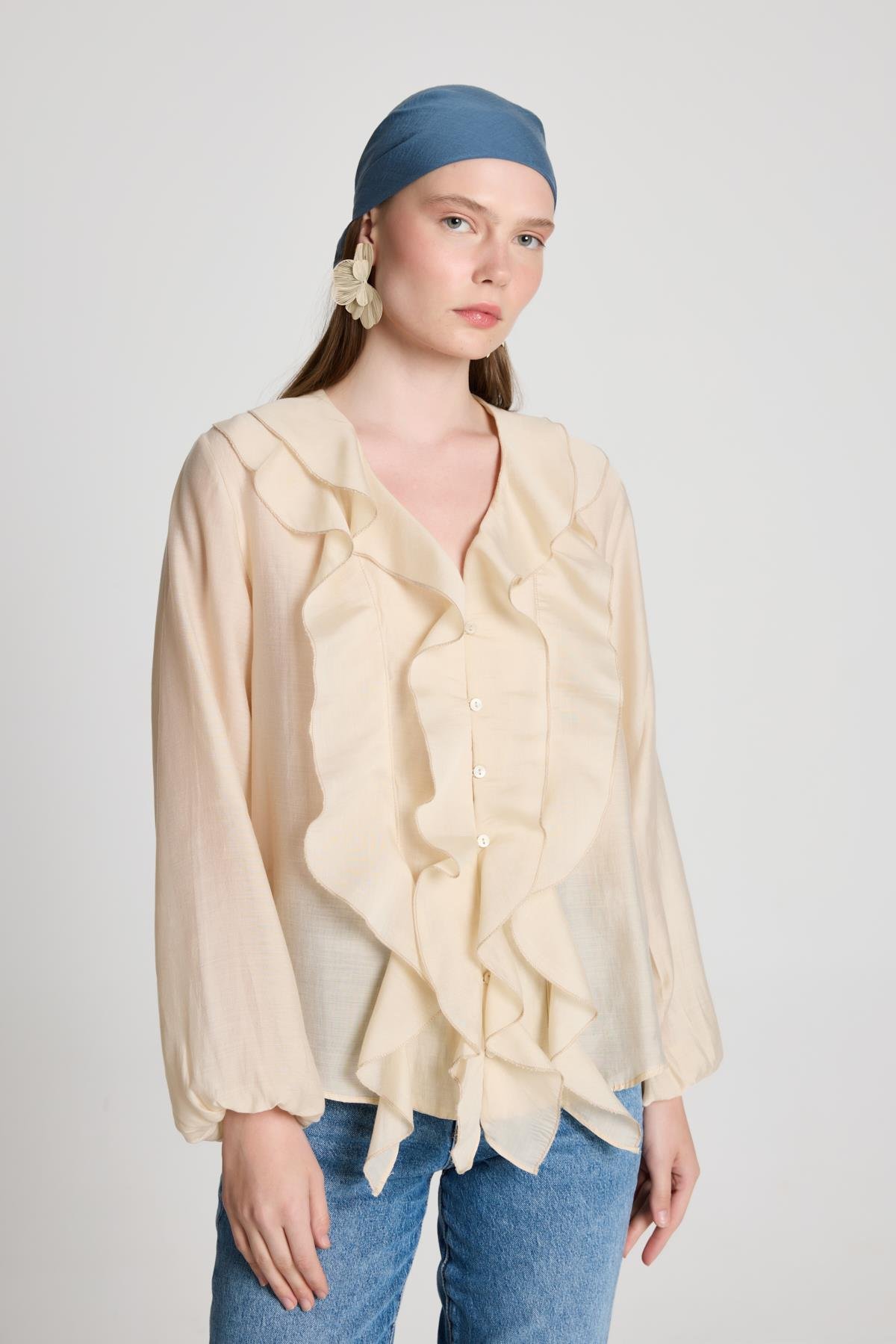 Esmee Fırfırlı Bluz Taş