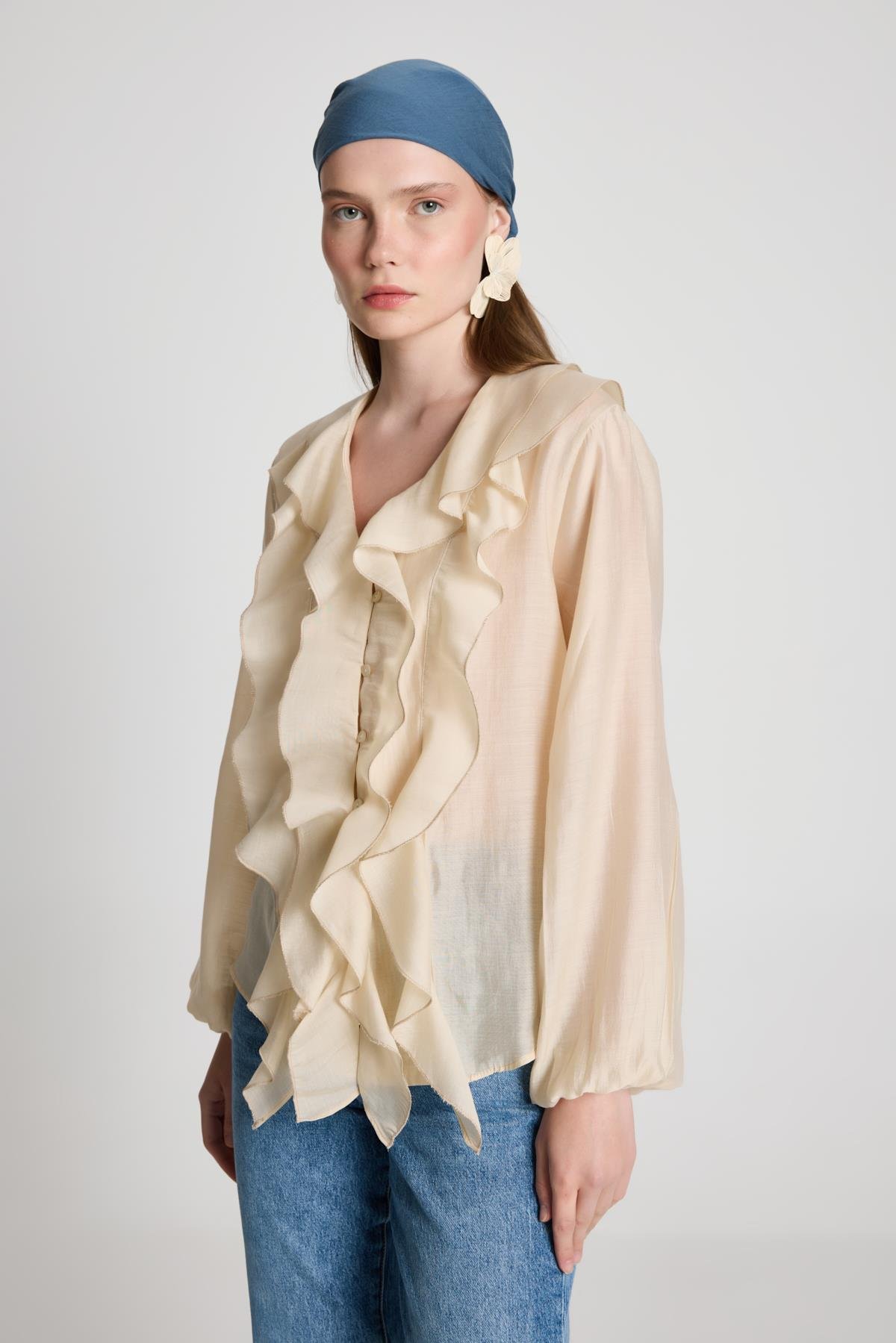 Esmee Fırfırlı Bluz Taş