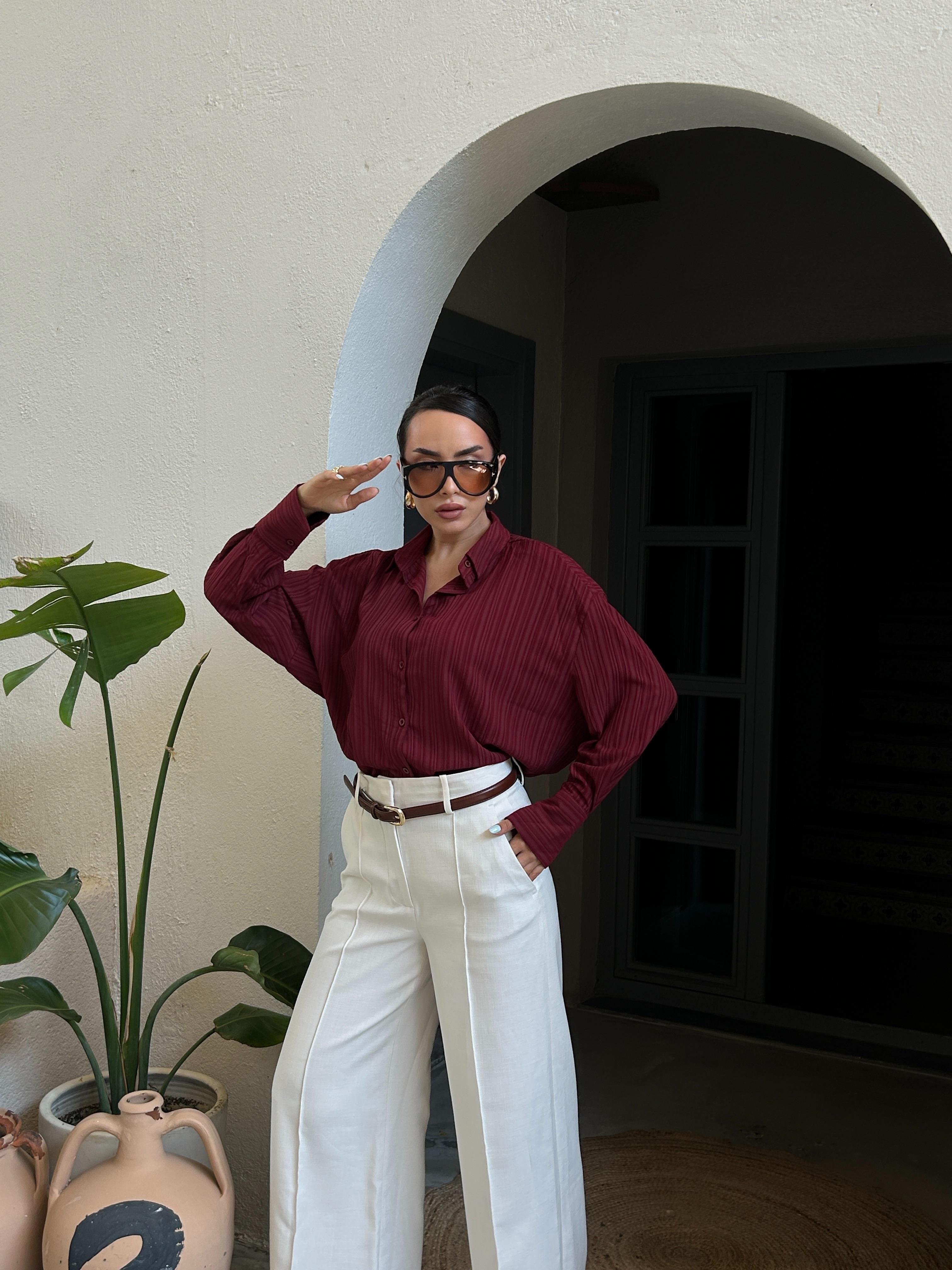 Esta Oversize Gömlek Bordo