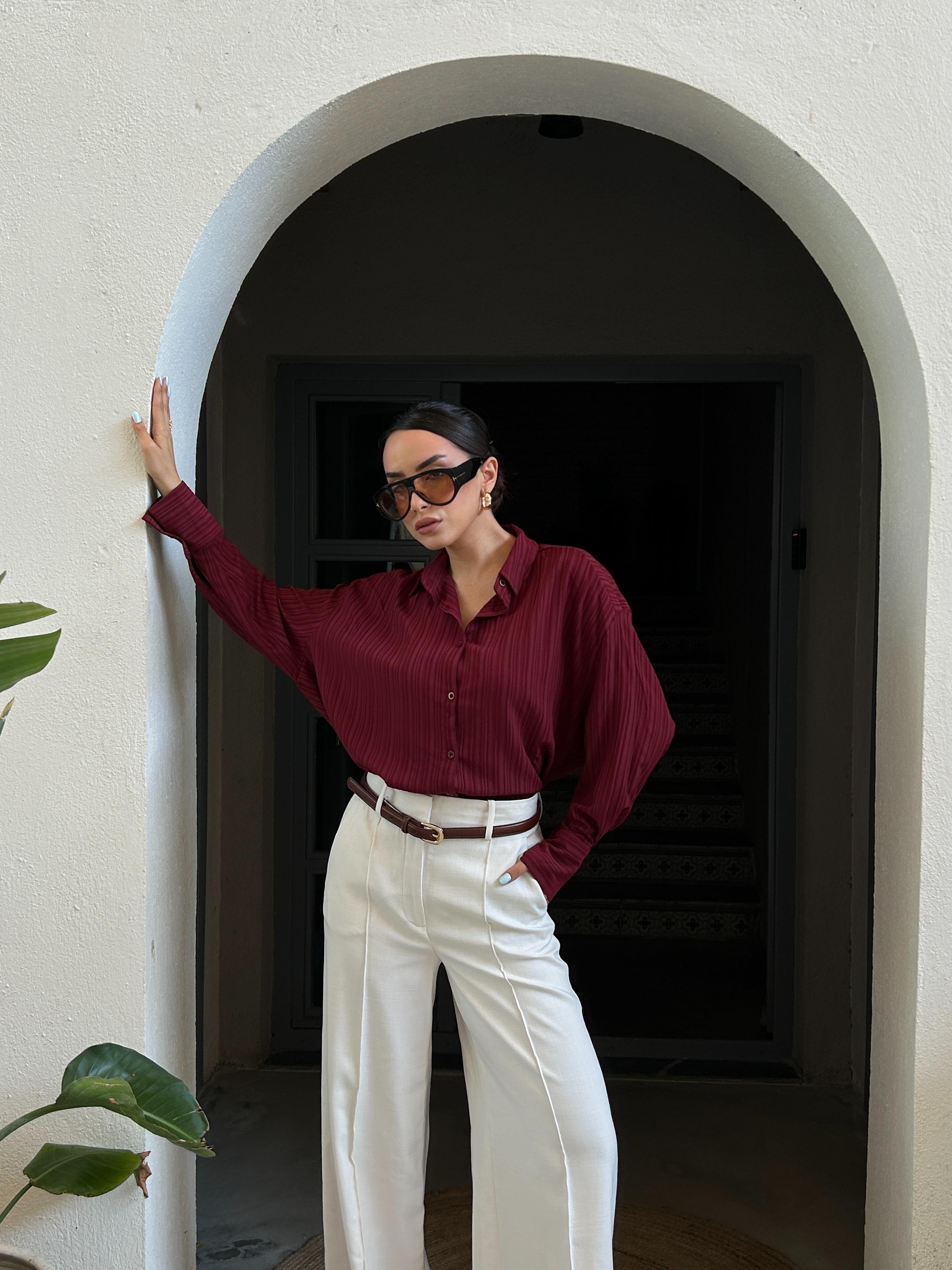 Esta Oversize Gömlek Bordo