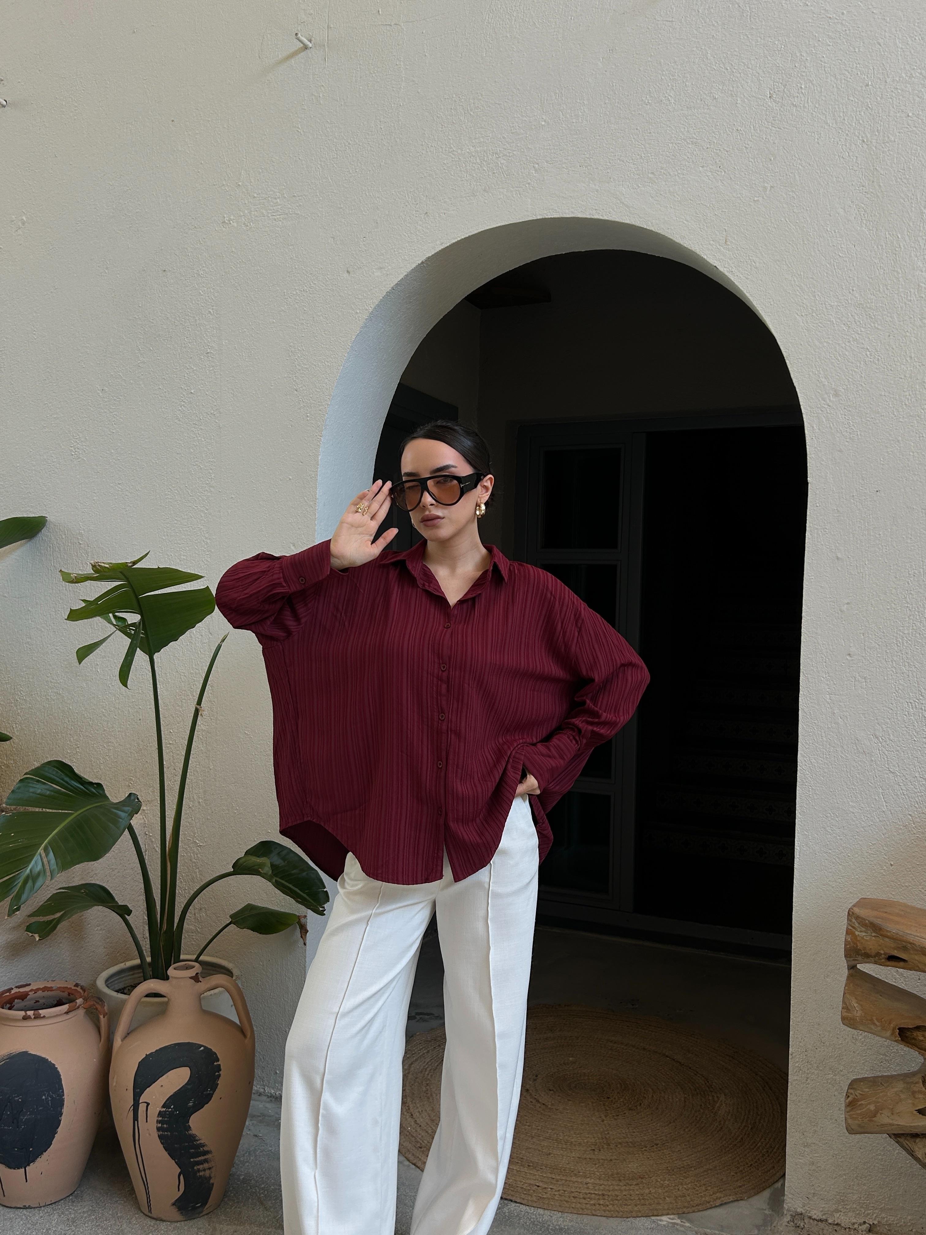 Esta Oversize Gömlek Bordo