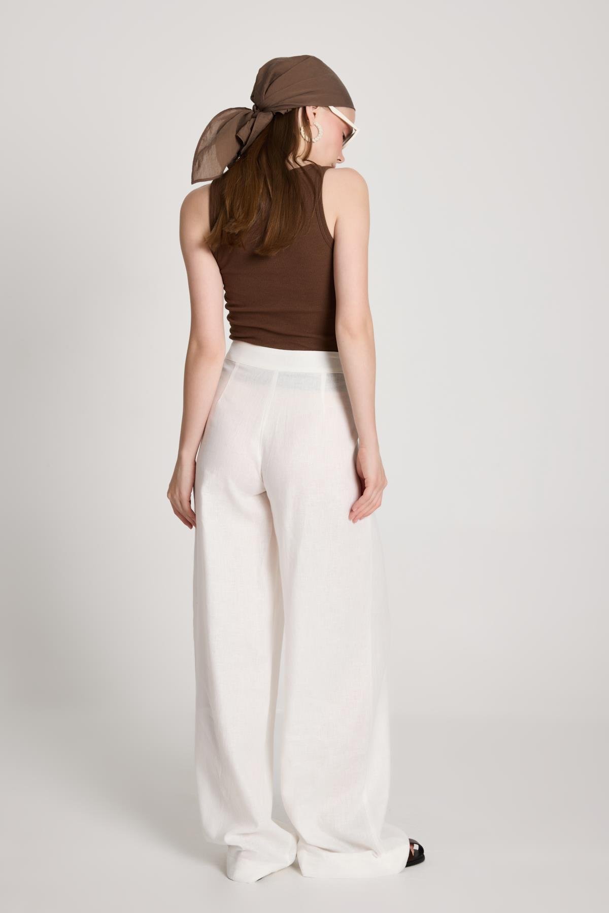 Gabrial Keten Pantolon Beyaz