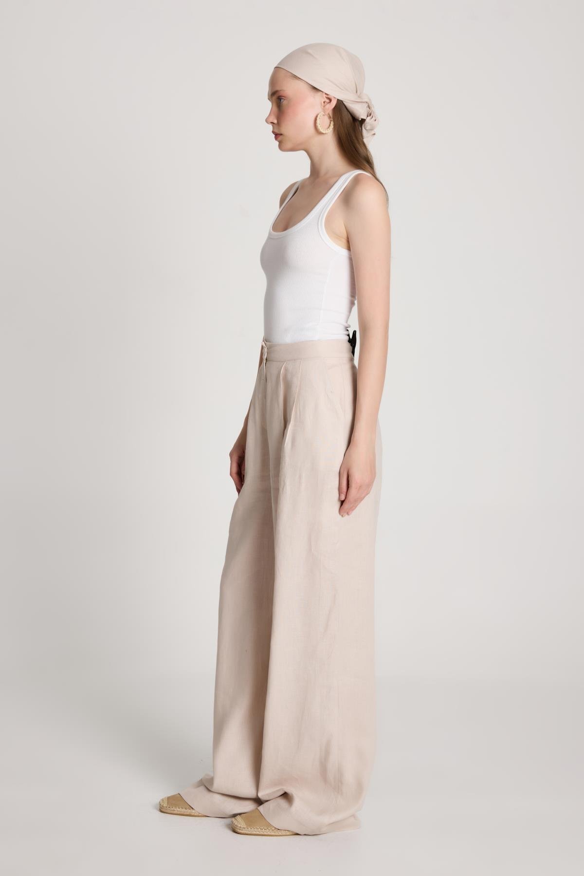 Gabrial Keten Pantolon Taş