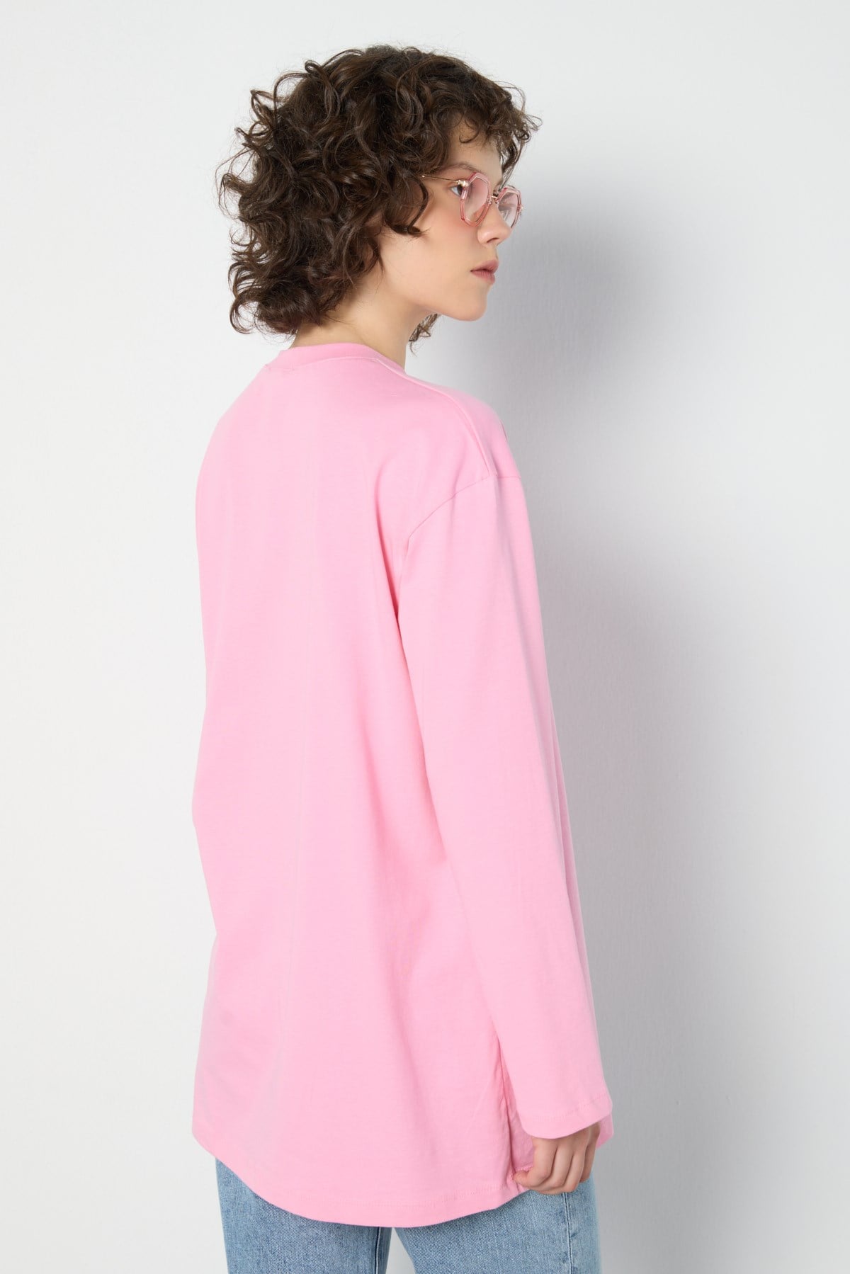Geniş Kol Oversize Basic T-shirt Pembe