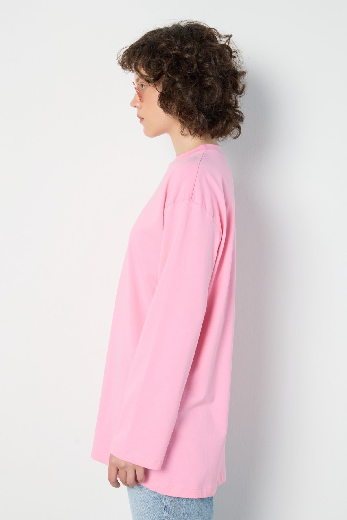 Geniş Kol Oversize Basic T-shirt Pembe