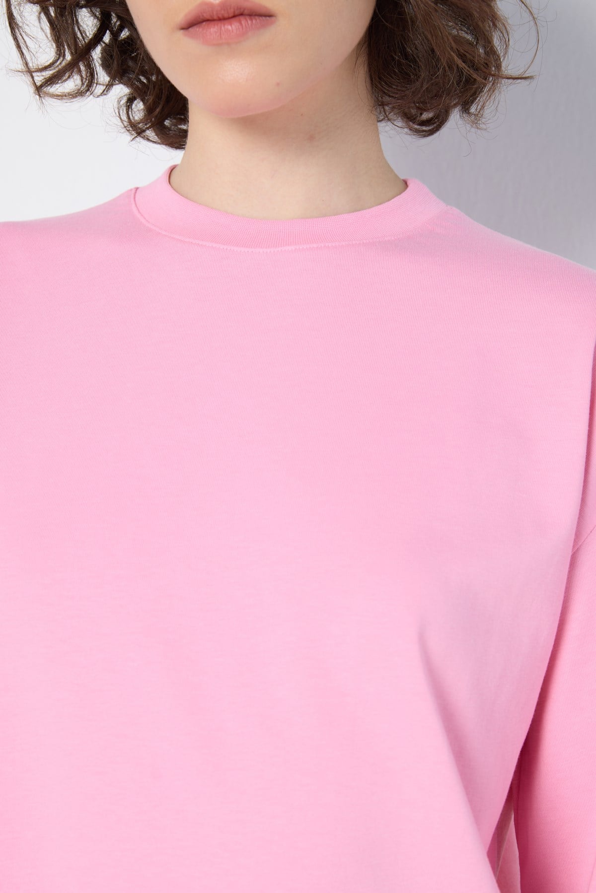 Geniş Kol Oversize Basic T-shirt Pembe
