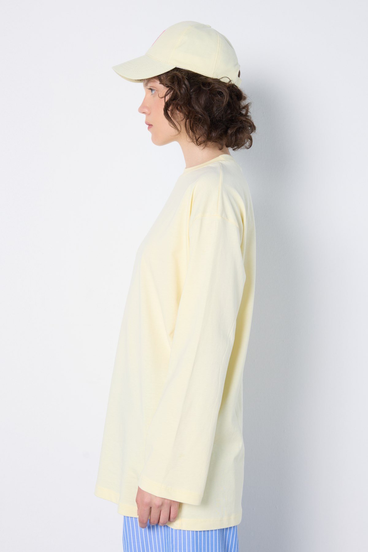 Geniş Kol Oversize Basic T-shirt Sarı