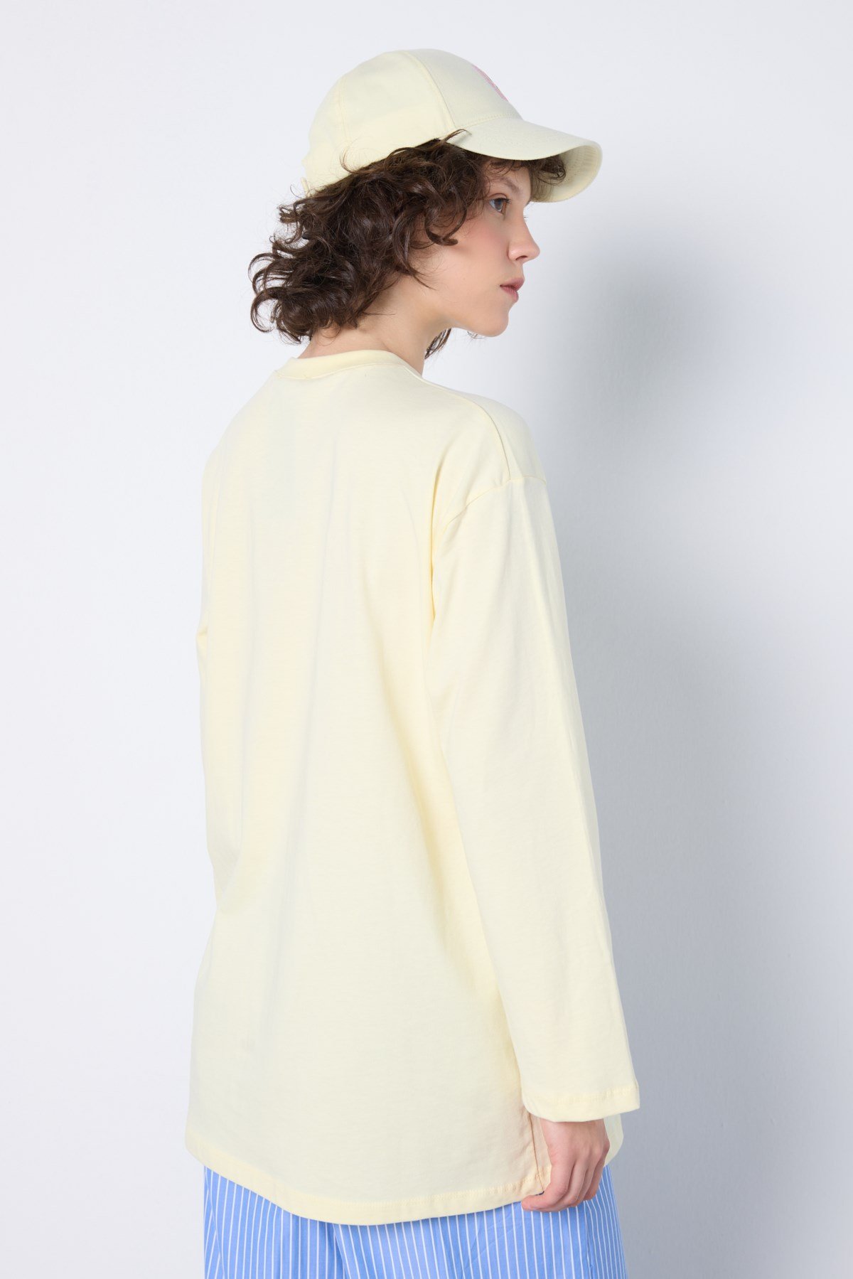 Geniş Kol Oversize Basic T-shirt Sarı
