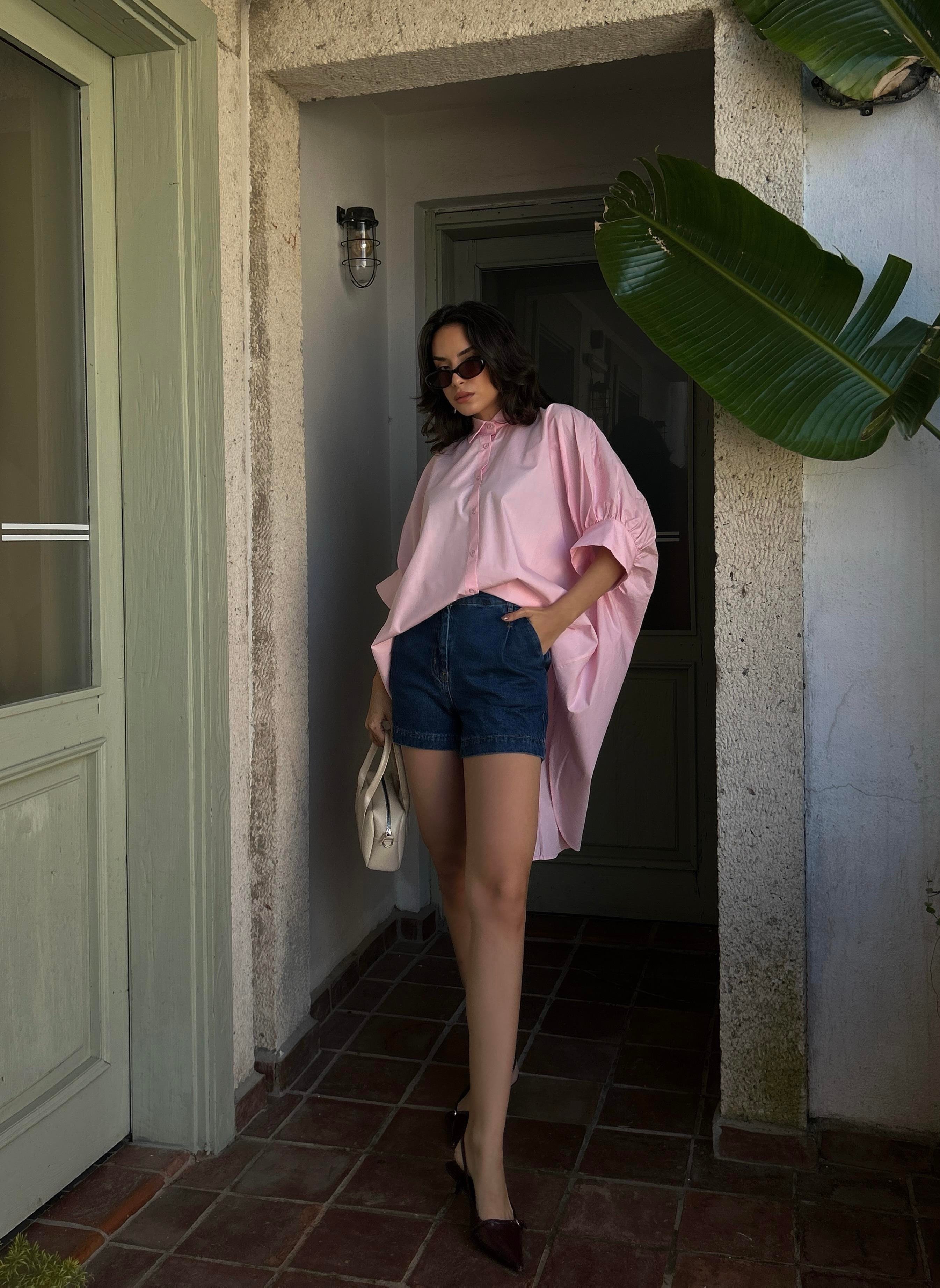 Harriet Premium Oversize Poplin Gömlek Pembe