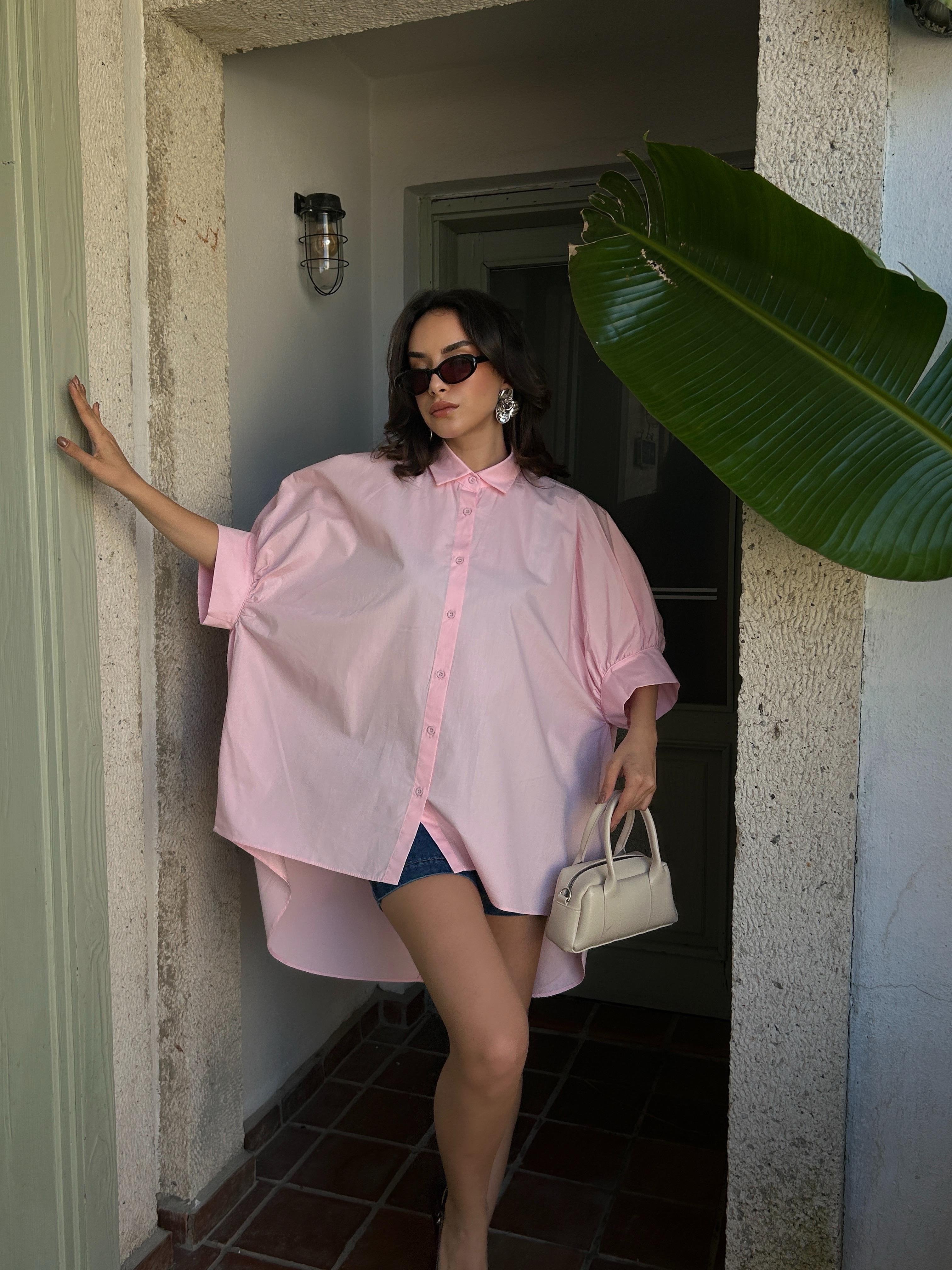 Harriet Premium Oversize Poplin Gömlek Pembe