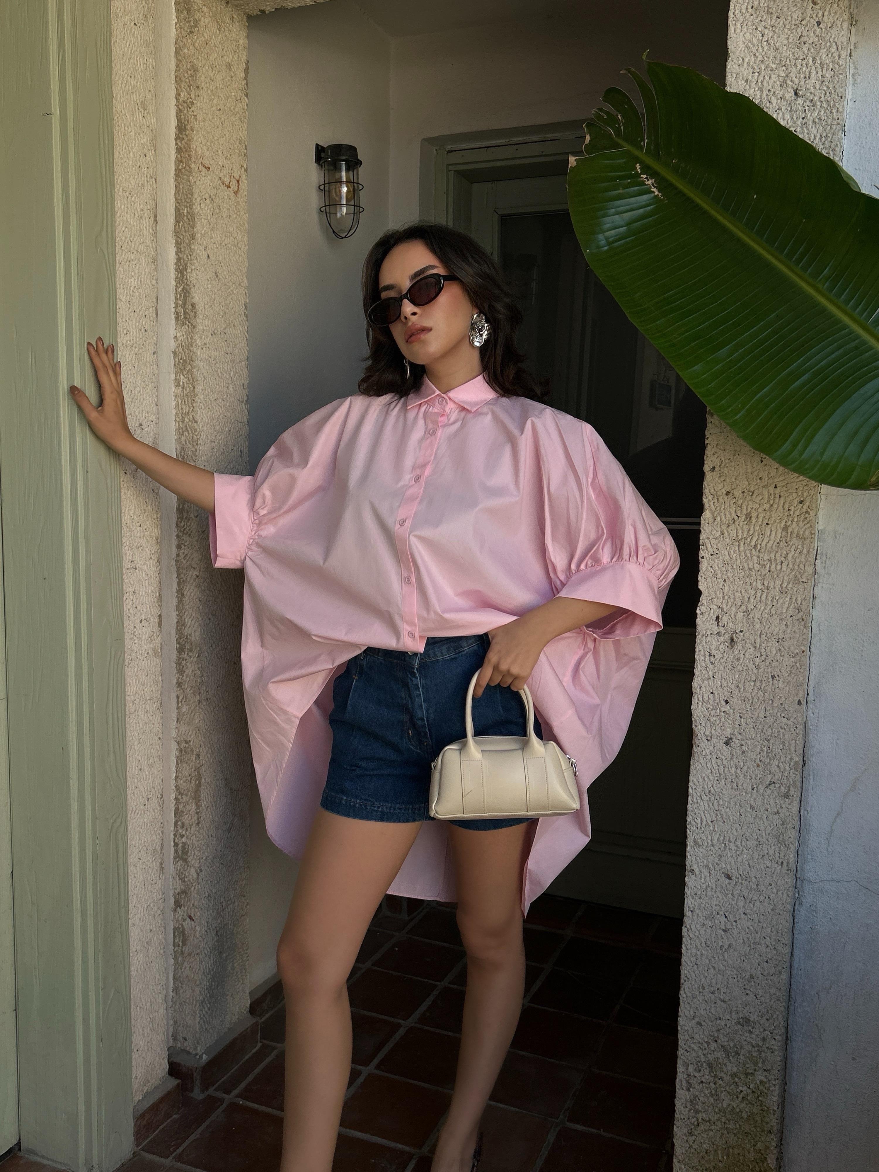 Harriet Premium Oversize Poplin Gömlek Pembe
