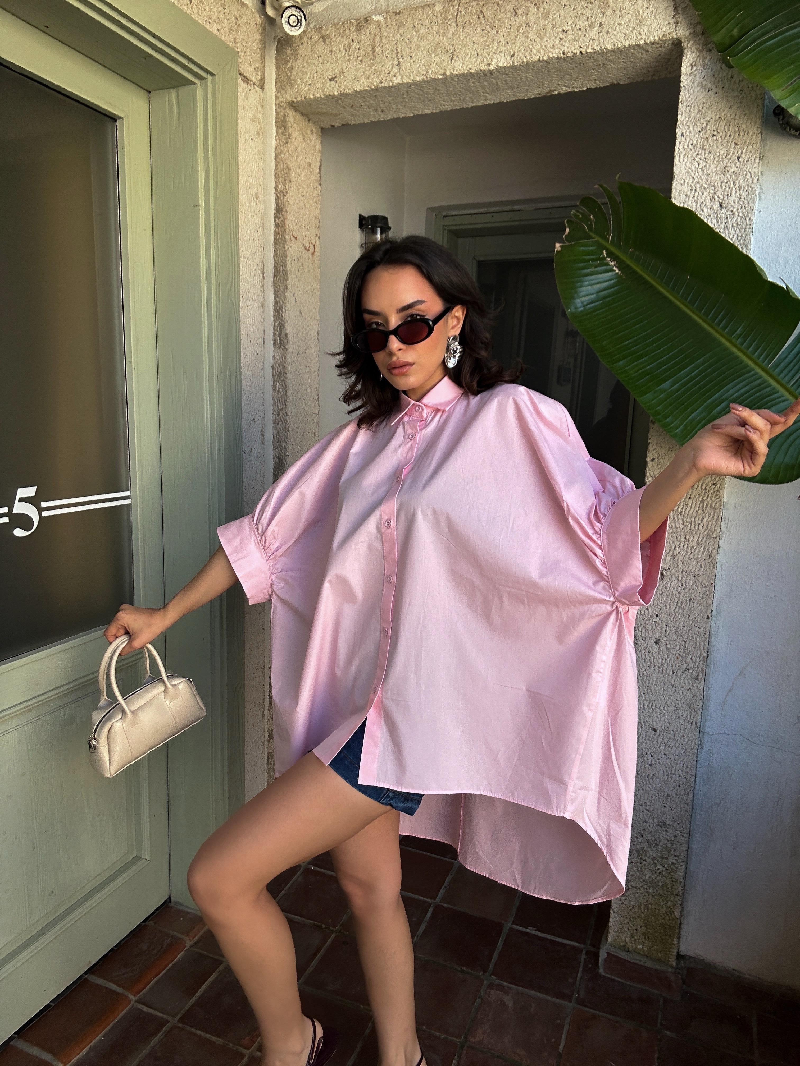Harriet Premium Oversize Poplin Gömlek Pembe