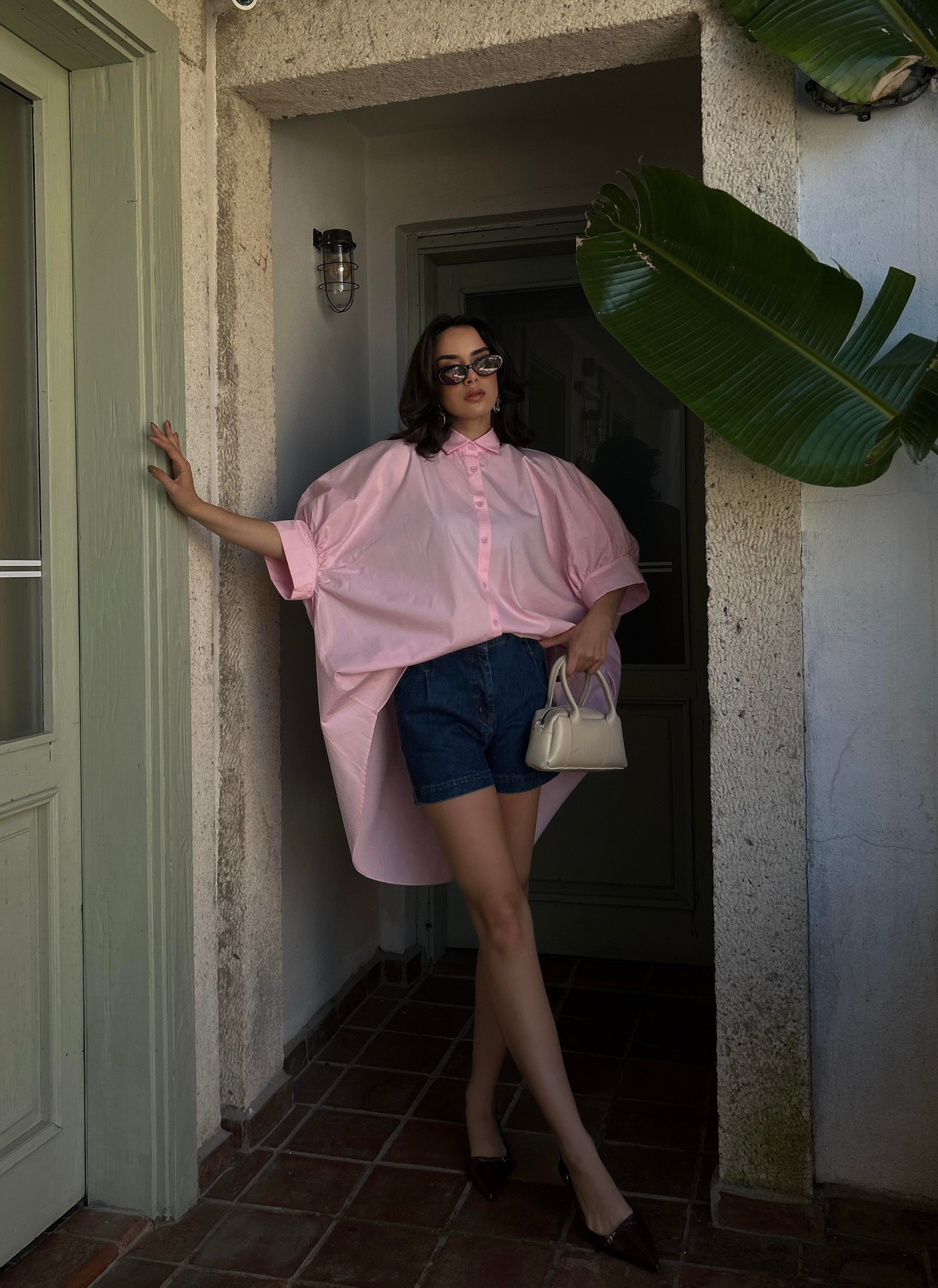 Harriet Premium Oversize Poplin Gömlek Pembe