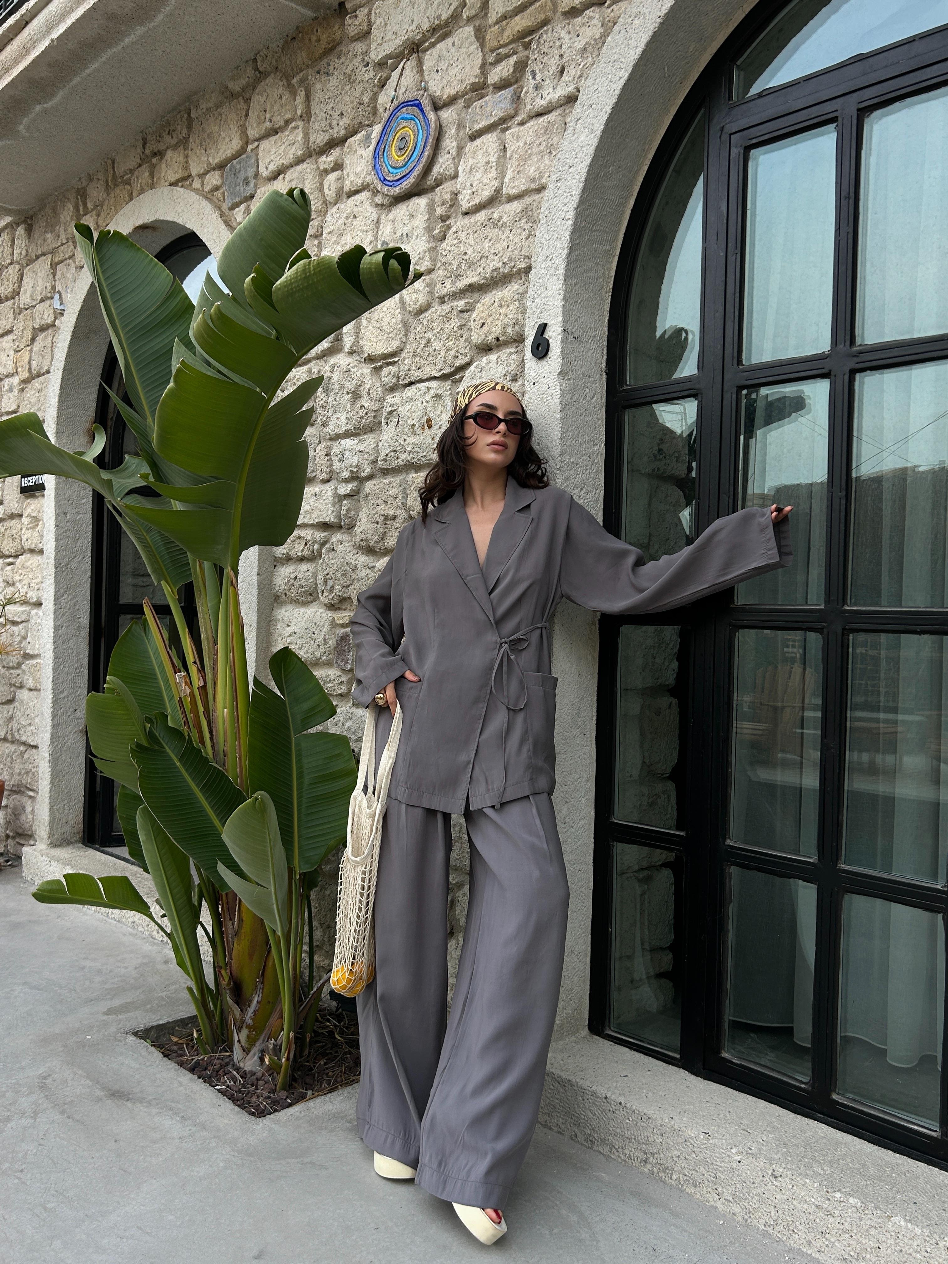 Henrı Modal Bağlama Detaylı Ceket Antrasit