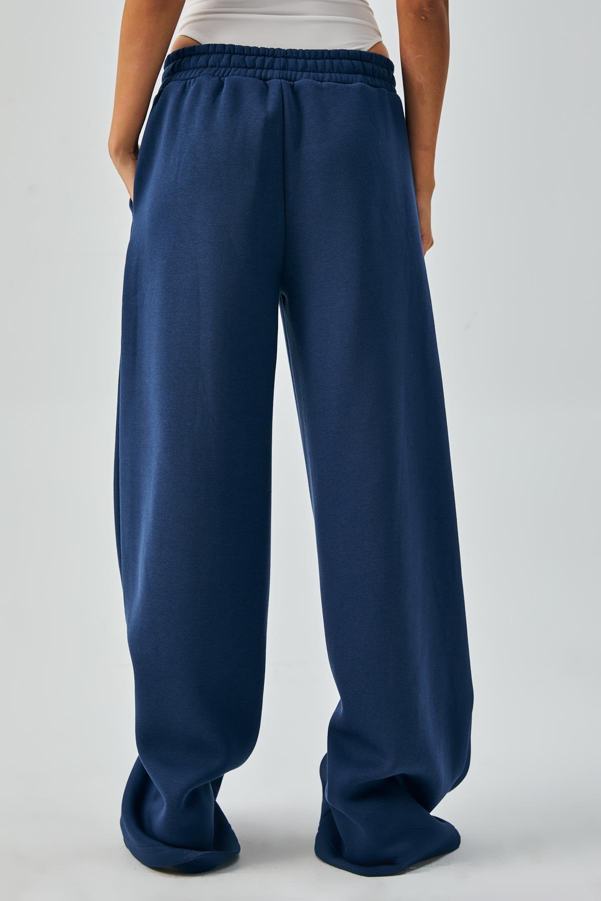 İndigo Geniş Kesim Beli Lastikli Şardonlu Eşortman Altı 