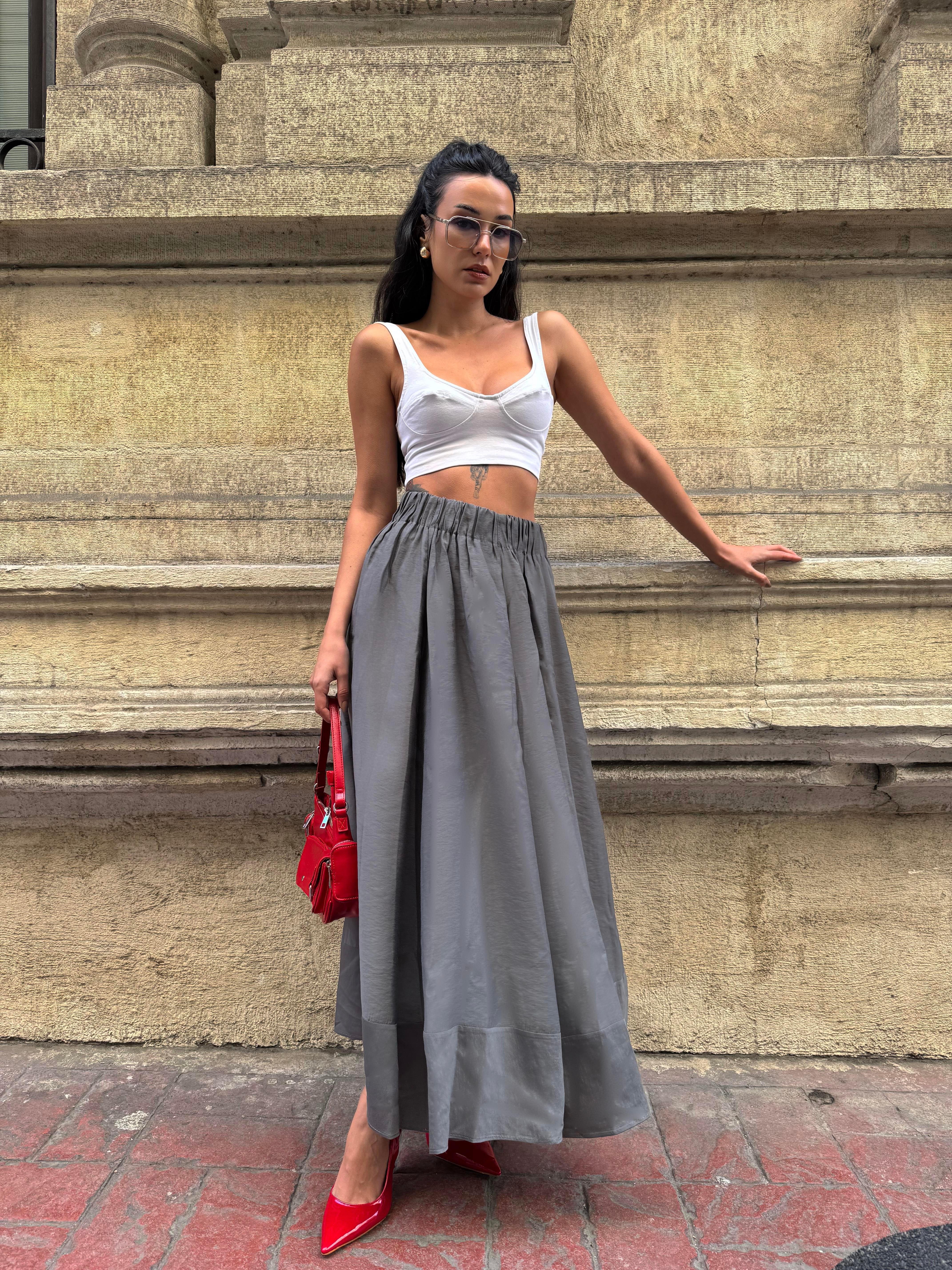 Kadın Antrasit %100 Modal Uzun Etek 29078