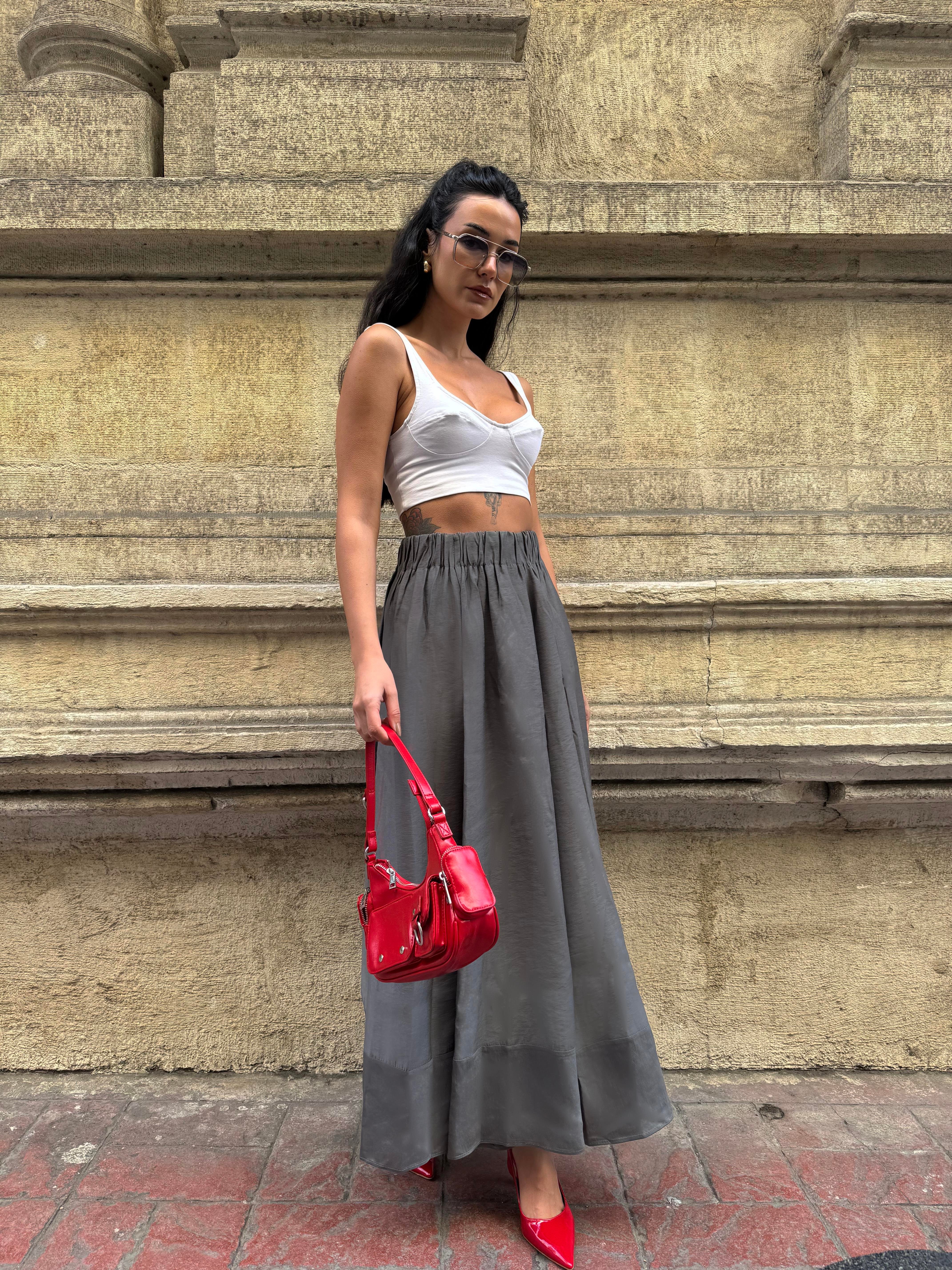 Kadın Antrasit %100 Modal Uzun Etek 29078