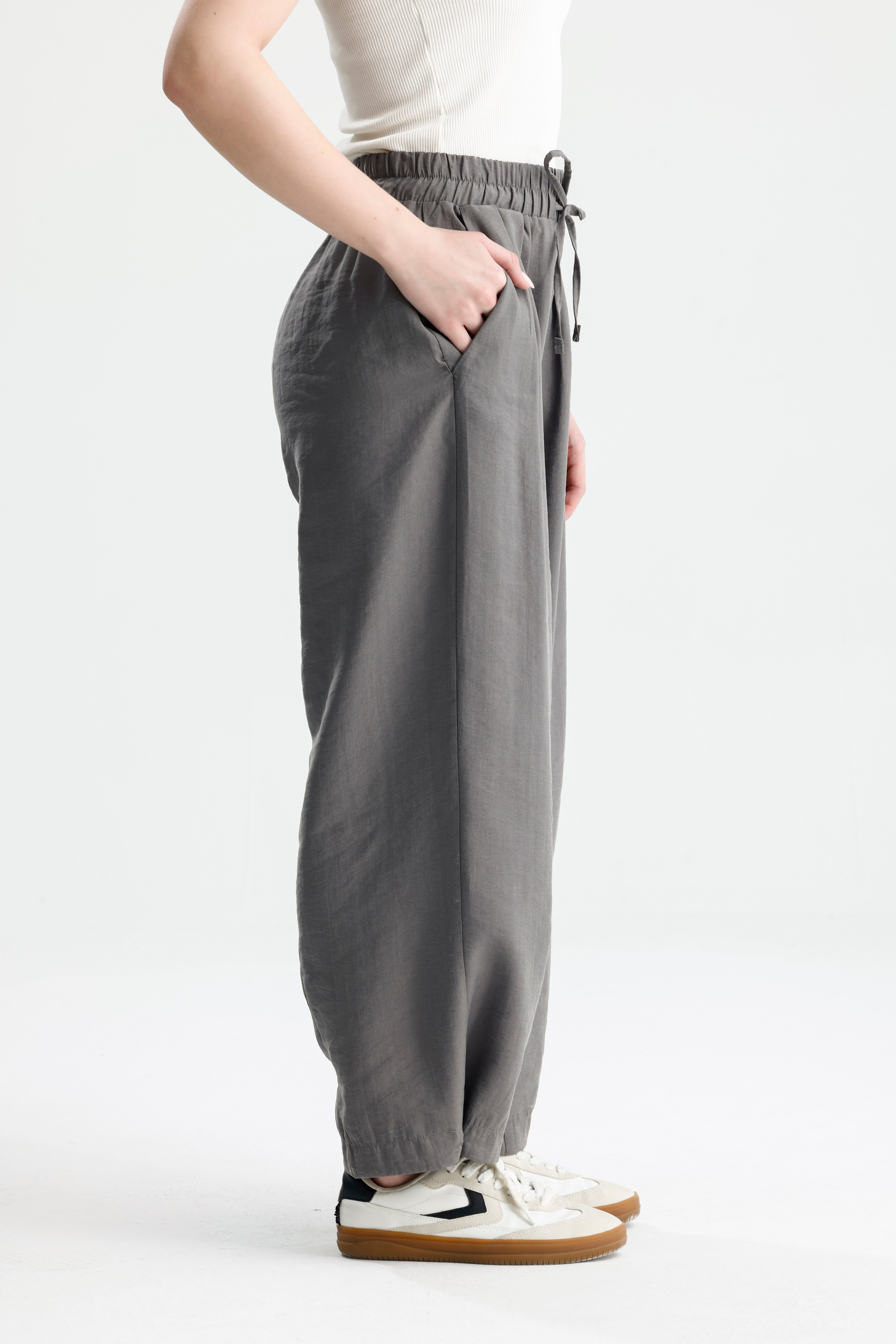 Kadın Antrasit  Premium Kumaş Oversize Pantolon 31085