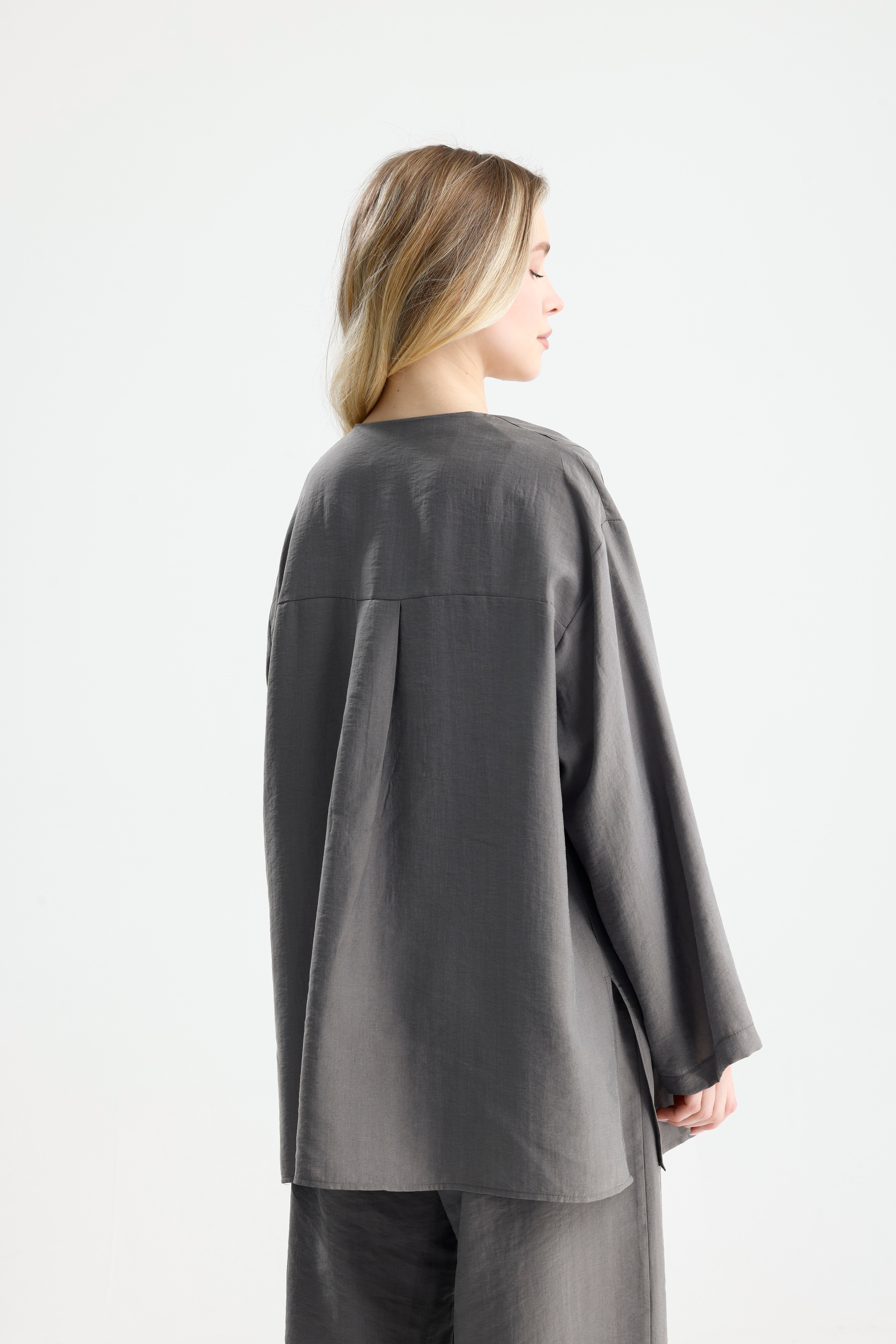 Kadın Antrasit Premium Kumaş Oversize kimono 31099